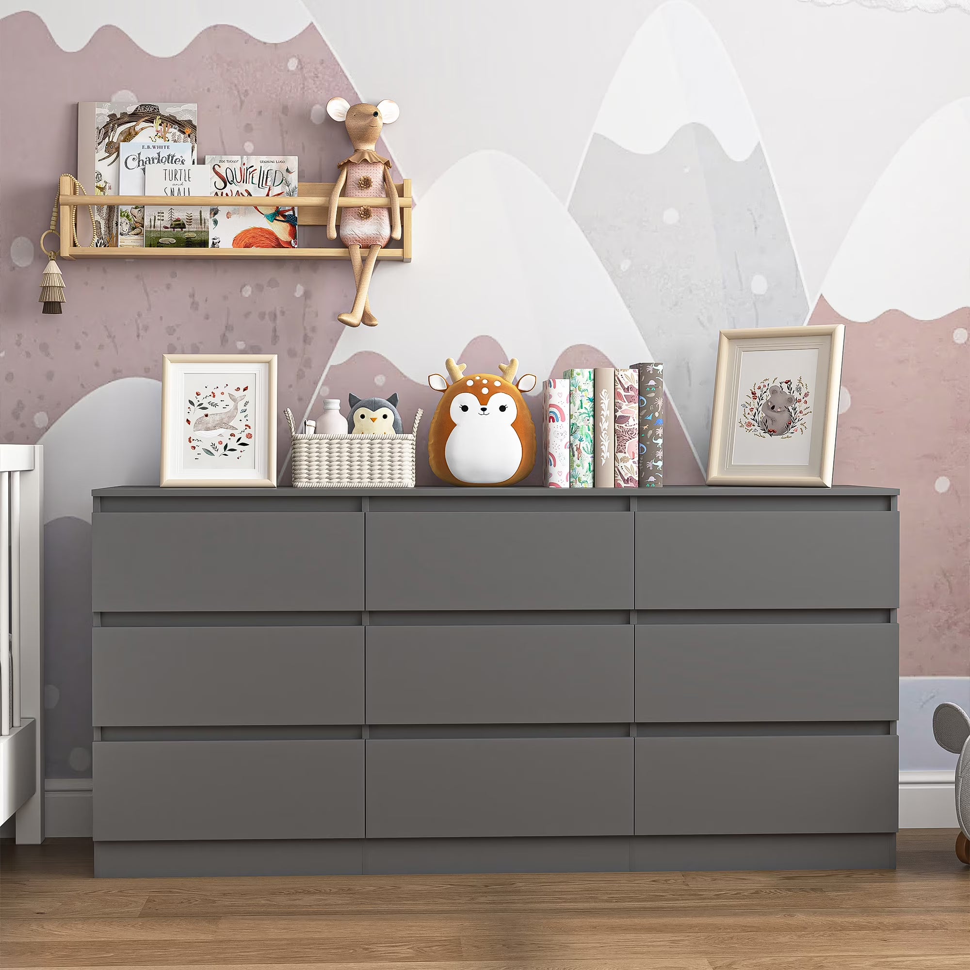 2026 New Kadyn Modern 6 Drawer Dresser Wood Cabinet,Dresser for Bedroom, Kitchen Storage Cabinet with Drawers, Chest of Drawers(Black) - Image 9