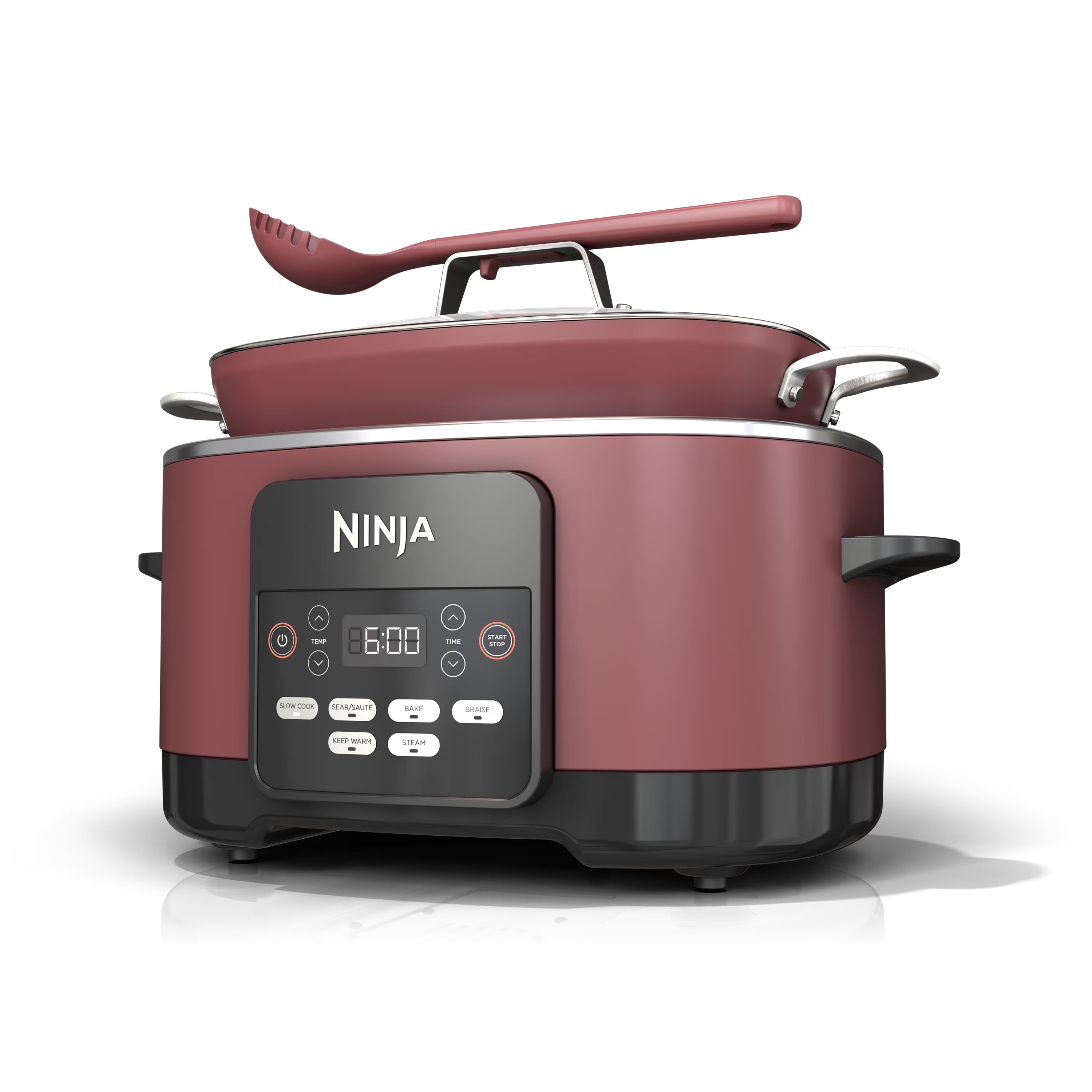 2026 New Ninja Foodi Possible Cooker, 8.5 Quart, 6-in-1 Multi-Cooker, Slow Cooker, Steamer, Glass Lid Integrated Cooking Utensil, Nonstick, Oven Safe Pot to 500°F, Cherry Tarte, MC1000WM