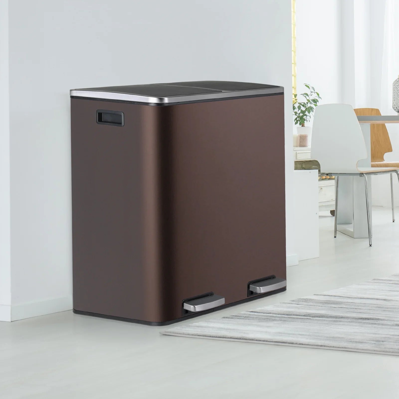 2026 New LAZY BUDDY Dual Garbage Can, Stainless Steel 16 Gallon Step Kitchen Trash Can with Soft-Close Lid, Double Compartment Garbage Recycling Bin - Image 41