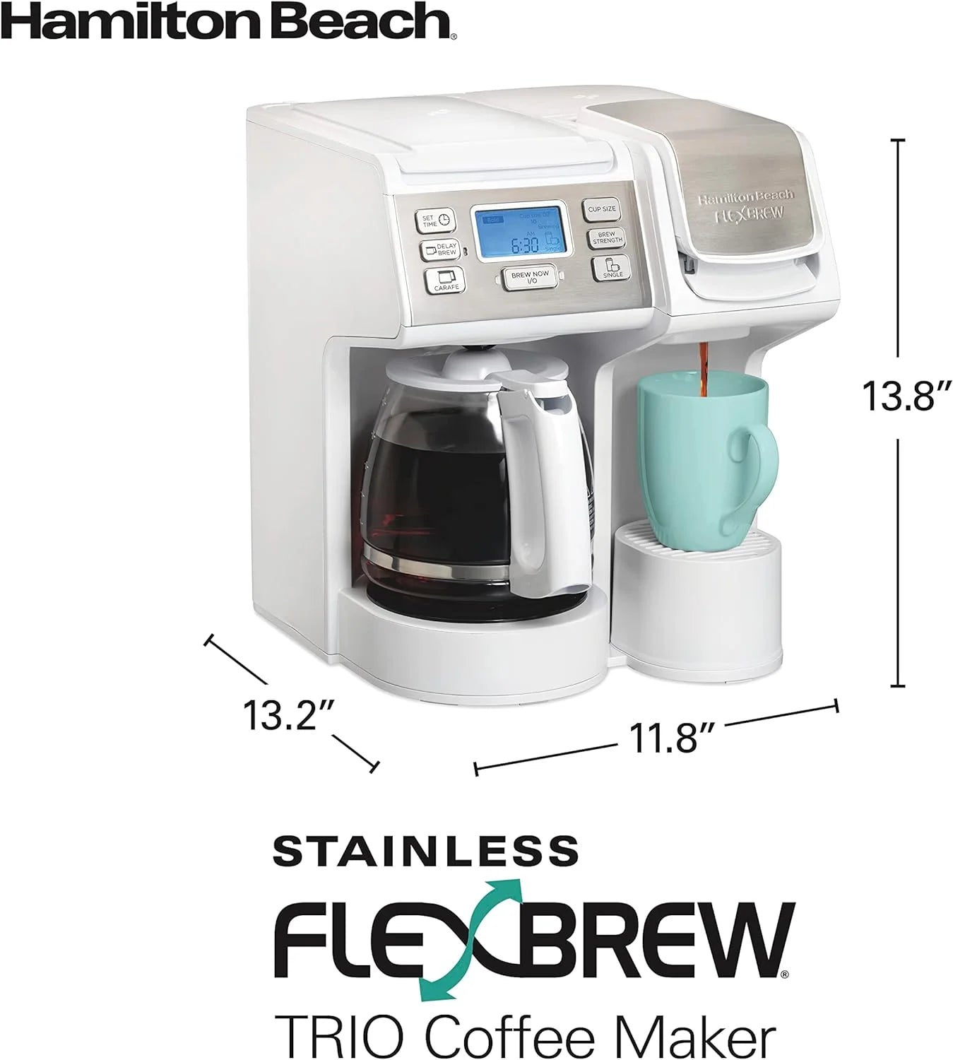 2026 New Hamilton Beach 49976 FlexBrew Trio 2-Way Coffee Maker, Compatible with K-Cup Pods or Grounds, Combo, Single Serve & Full 12c Pot, Black - Image 11