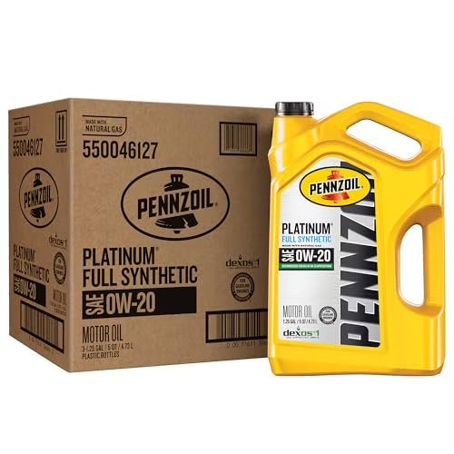 2026 New Pennzoil Platinum Full Synthetic 0W-20 Motor Oil 5-Quart, Case of 3