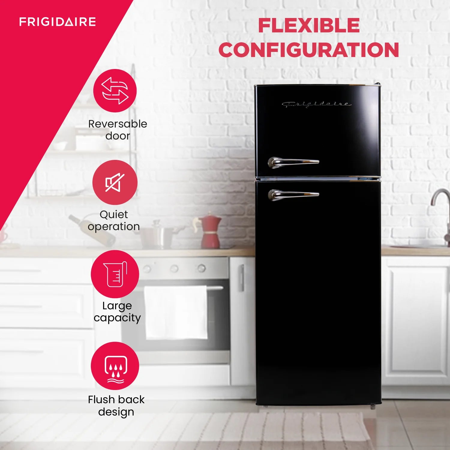 2026 New Frigidaire, 7.5 Cu. ft. Top Mount Retro Refrigerator, Black - Image 3