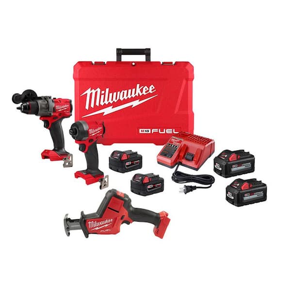 2026 New M18 FUEL 18-Volt Lithium-Ion Brushless Cordless Hammer Drill/HACKZALL/Impact Driver Combo Kit 3-Tool with (4) Batteries