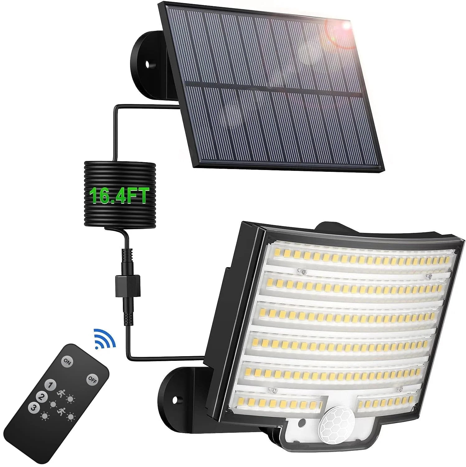 2026 New SZRSTH Solar Outdoor Lights - LED Motion Sensor Light with Remote Waterproof Security Flood Light for Patio Garage Porch Yard, 1 Pack