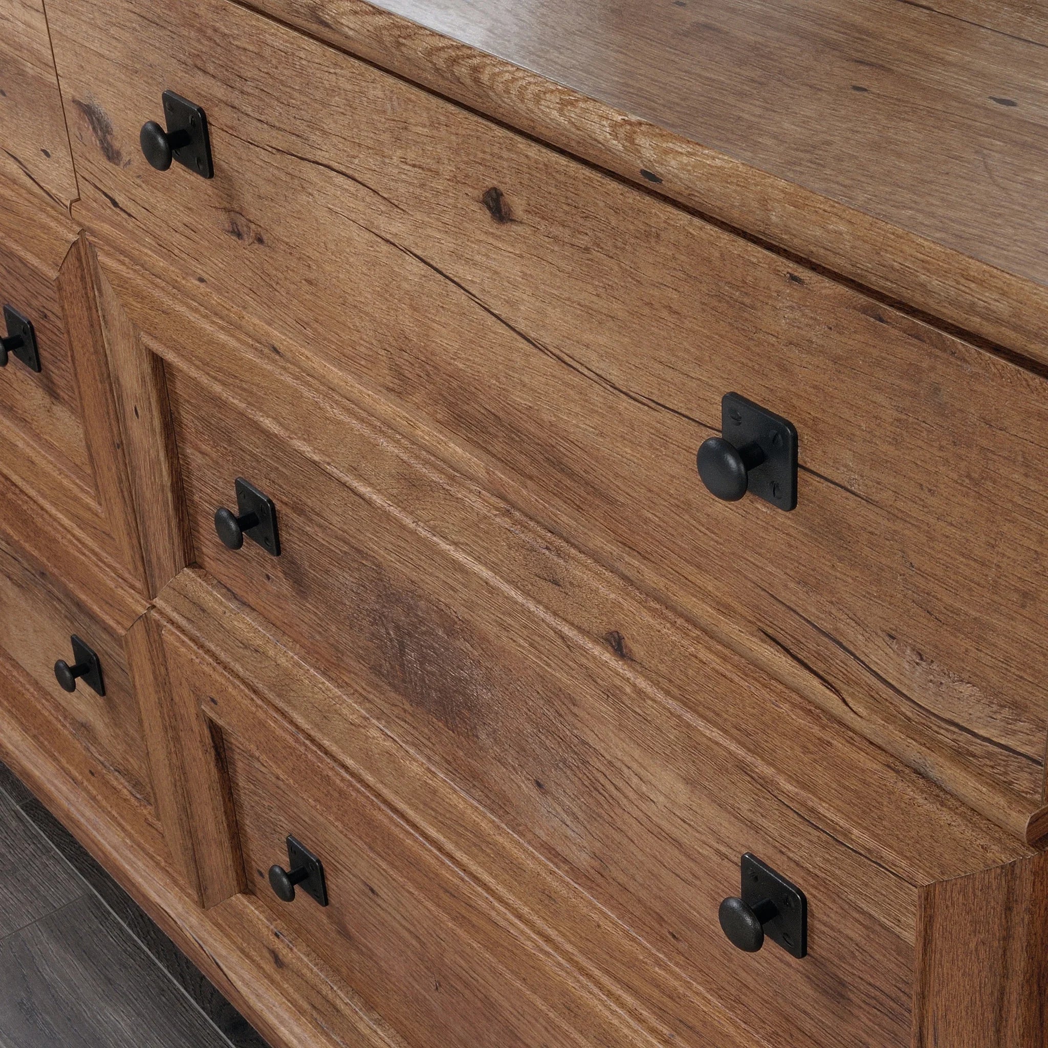2026 New Sauder Palladia 6-Drawer Bedroom Dresser, Vintage Oak Finish - Image 8