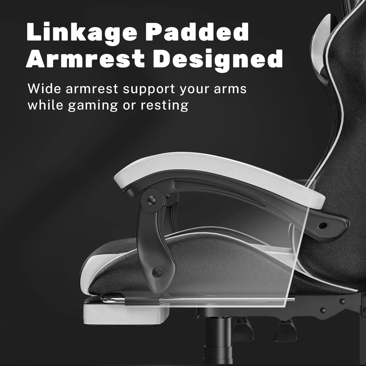 2026 New Bigzzia Gaming Chair Office Chair, Ergonomic Game Chair with Height Adjustable Headrest and Lumbar Support for Adults Teens, Black & White - Image 22