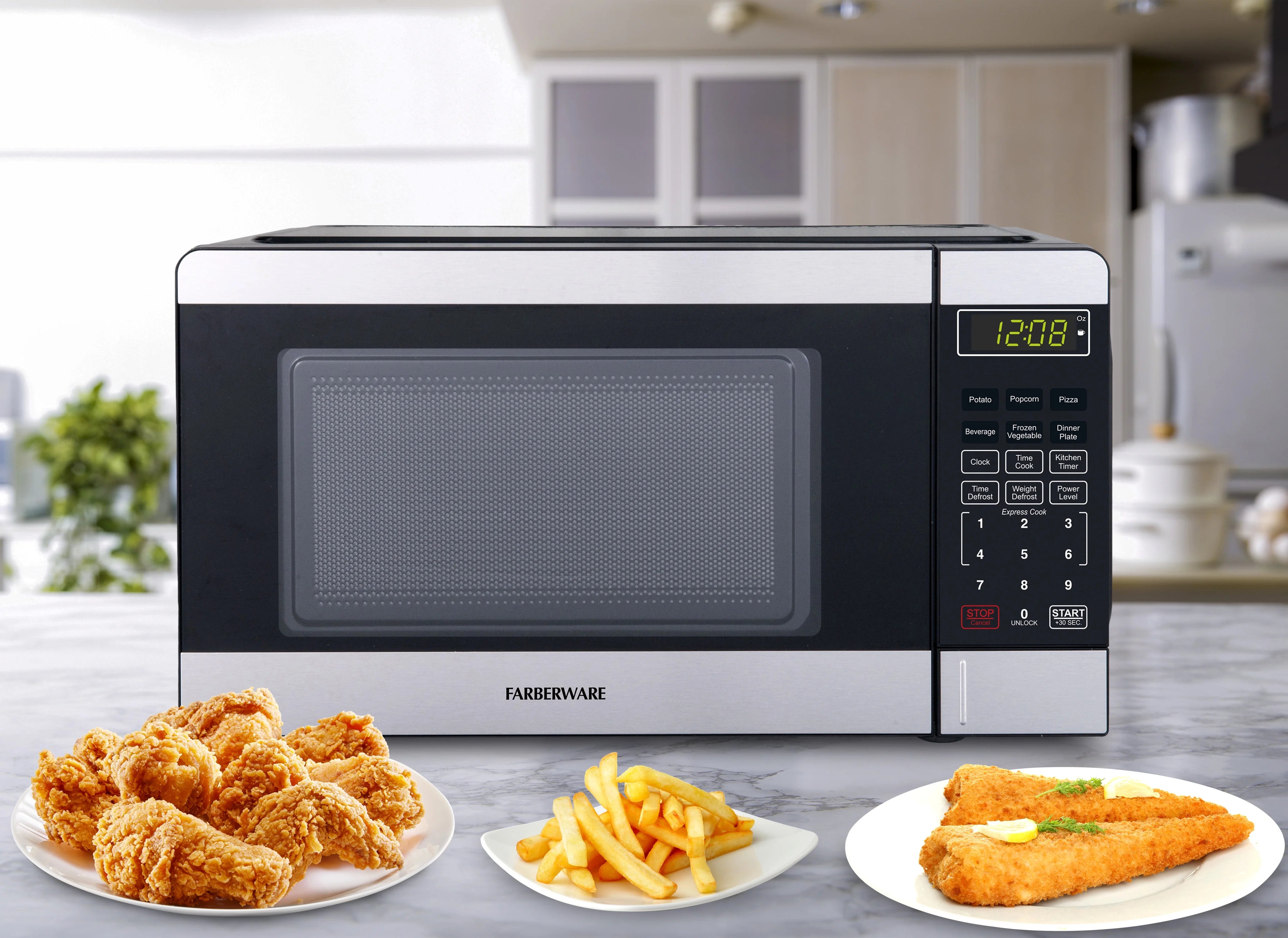2026 New Farberware Countertop Microwave Ov 1100 Watts, 2.2 cu ft - Smart Sensor With LED Lighting and Child Lock - Perfect for Apartments and Dorms - Easy Clean Black Interior, Stainless Steel - Image 49