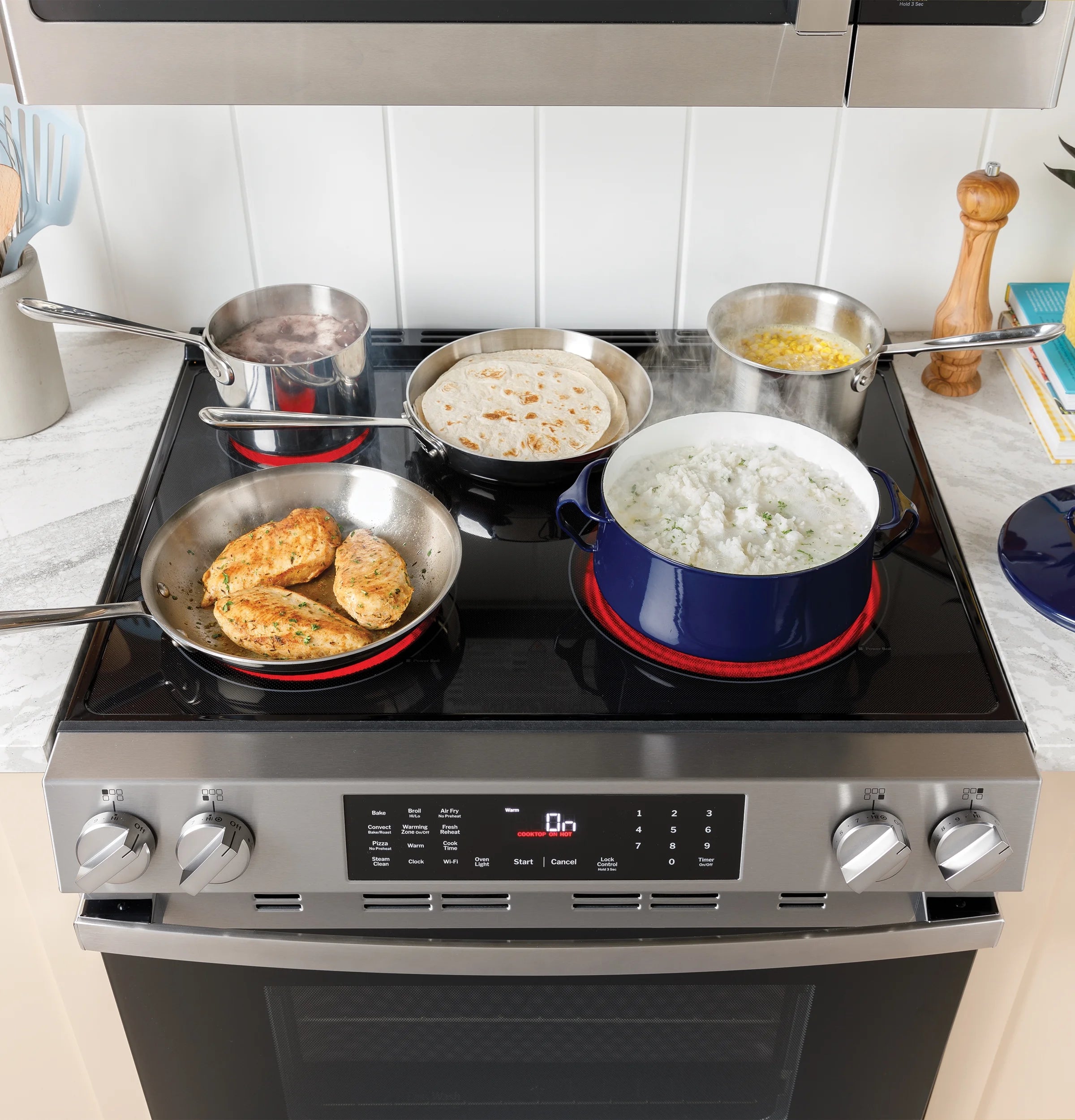 2026 New GE 30" 5.0 Cu. Ft. 240 V Freestanding Electric Range with Crisp Mode, Stainless Steel - Image 2