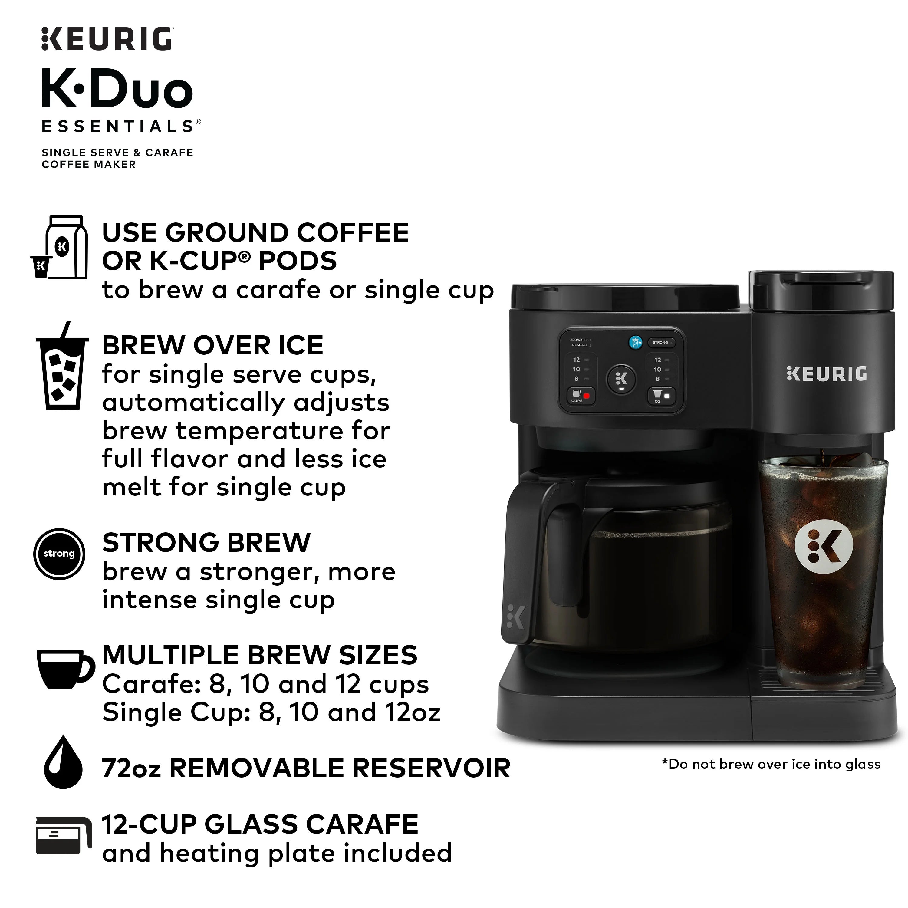 2026 New Keurig K-Duo Essentials, Hot & Iced Single-Serve K-Cup Pod Coffee Maker & Carafe, Moonlight Grey - Image 11