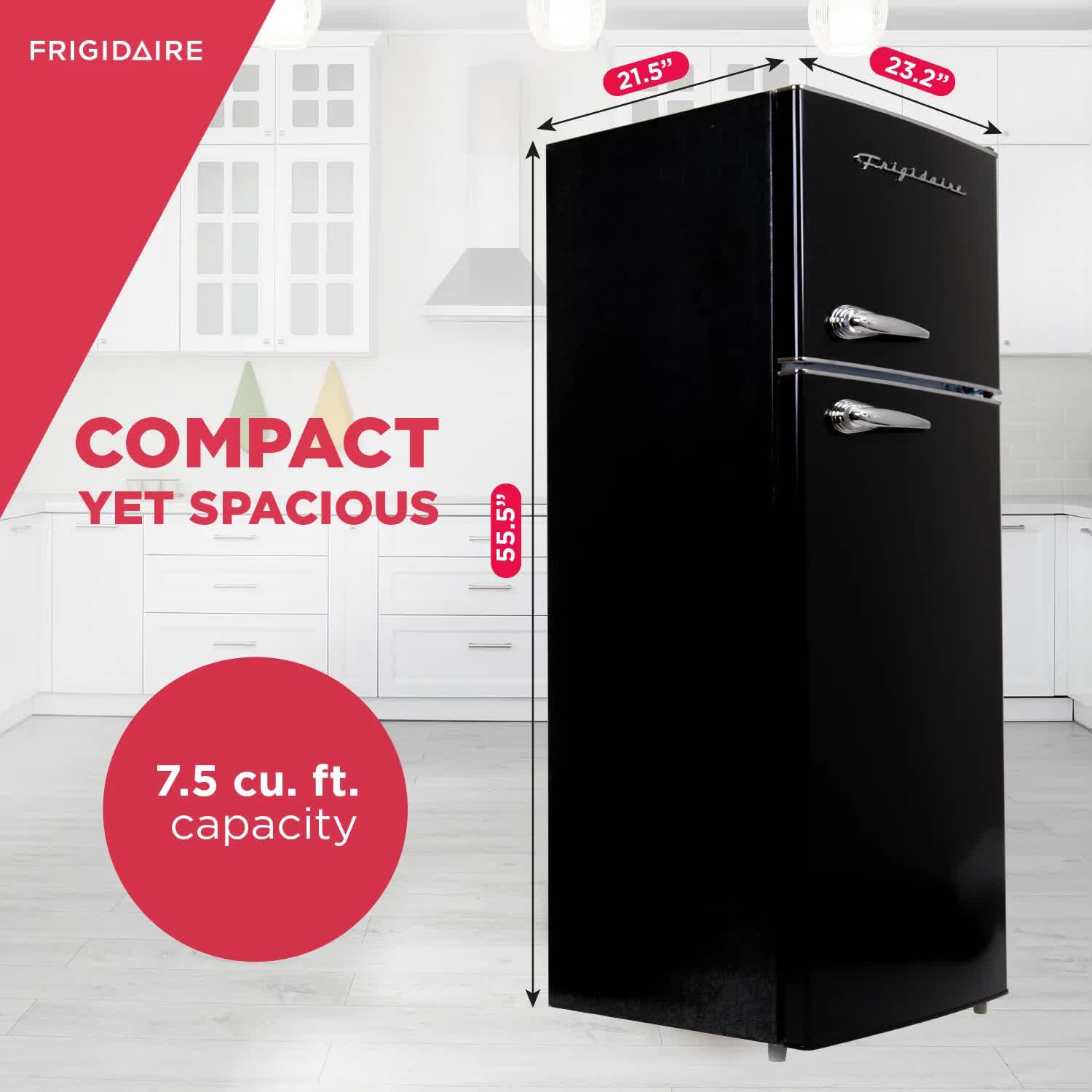 2026 New Frigidaire, 7.5 Cu. ft. Top Mount Retro Refrigerator, Black - Image 5