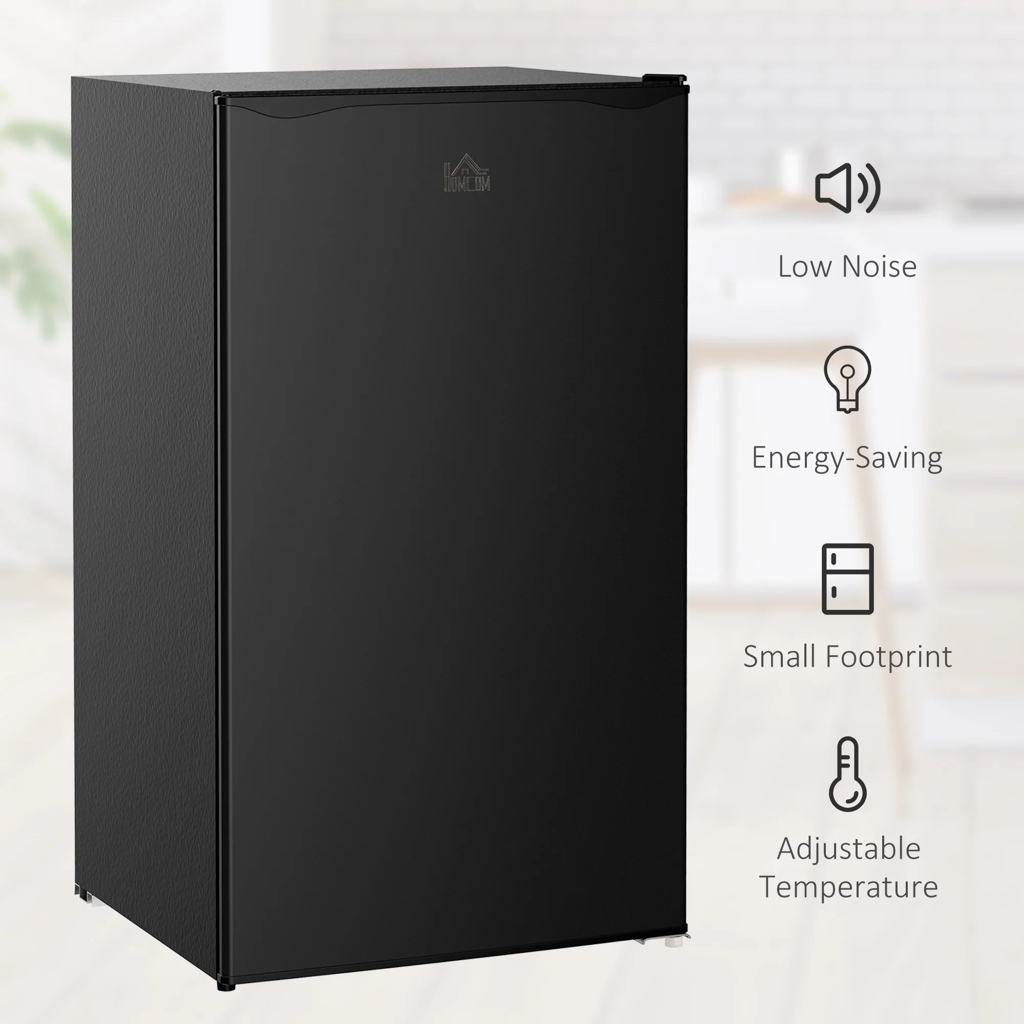 2026 New Homiyad 3.2 Cu.Ft Mini Fridge with Freezer, Single Door Compact Refrigerator with Adjustable Thermostat, Shelf and Reversible Door for Bedroom, Dorm, Home Office, Energy Efficient, Black - Image 7