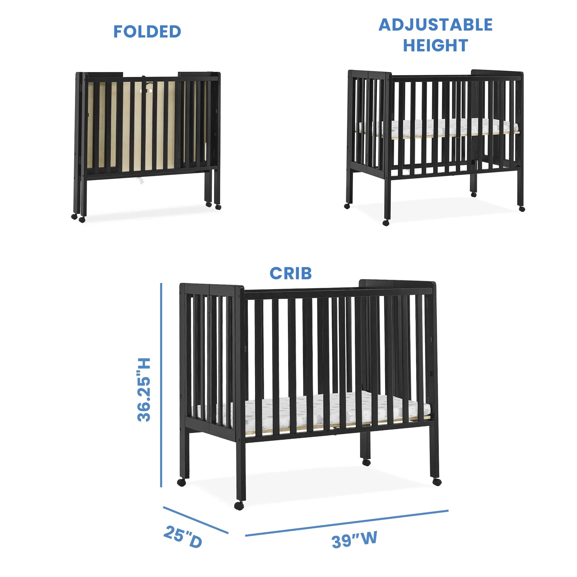 2026 New Delta Children Lee Portable Folding Mini Crib with 1.5-Inch Mattress - Greenguard Gold Certified, Bianca White - Image 44