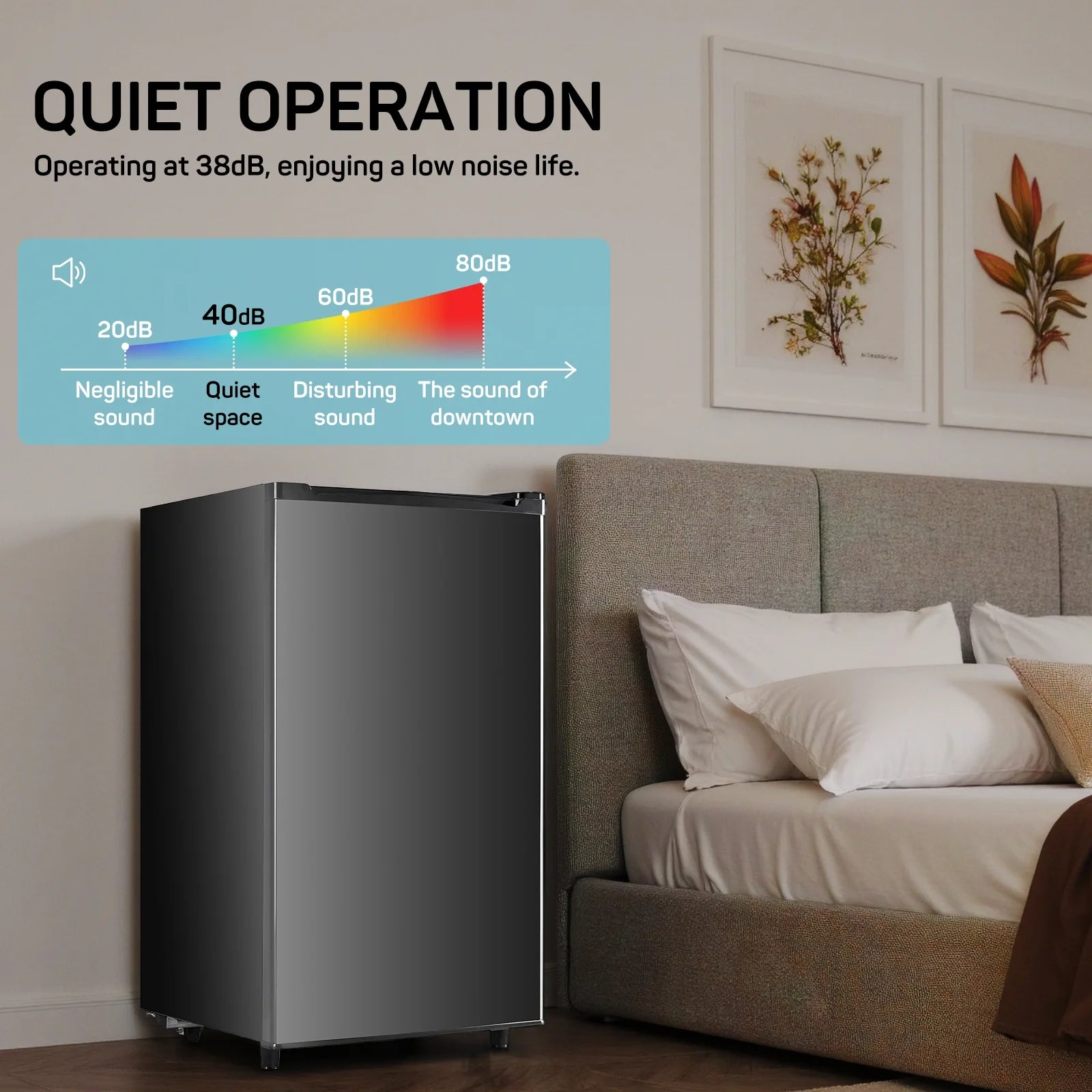 2026 New Upgraded Mini Fridge with Freezer, Compact Single Door, 3.2 Cu.Ft , Adjustable Thermostat, Low Noise, Perfect for Bedroom, Dorm, Office, 17.5" D x 17.7" W x 31.5" H, Black - Image 6