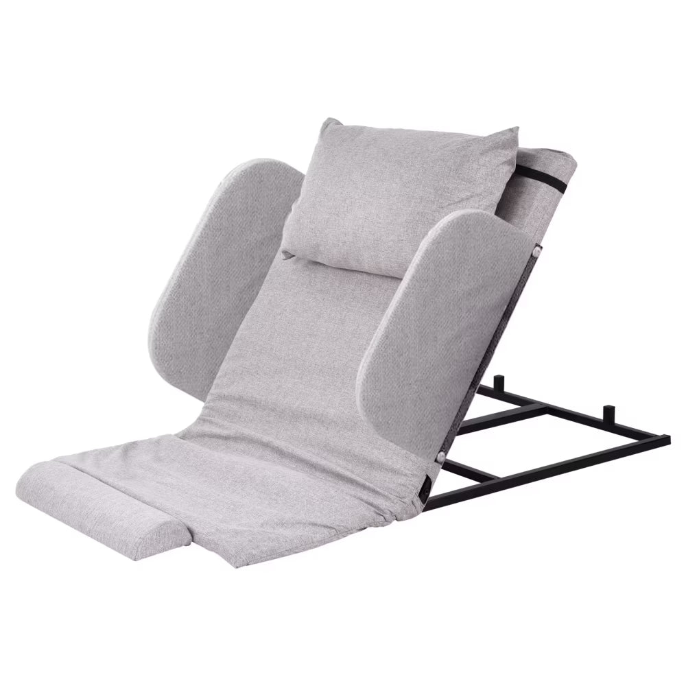 2026 New Electric Lifting Backrest for Bed, Folding Adjustable Multi-Function Neck Head and Lumbar Back Support for Elder, Electric Lifting Backrest Pillow with Electric Pump System (Gray with Armrest)