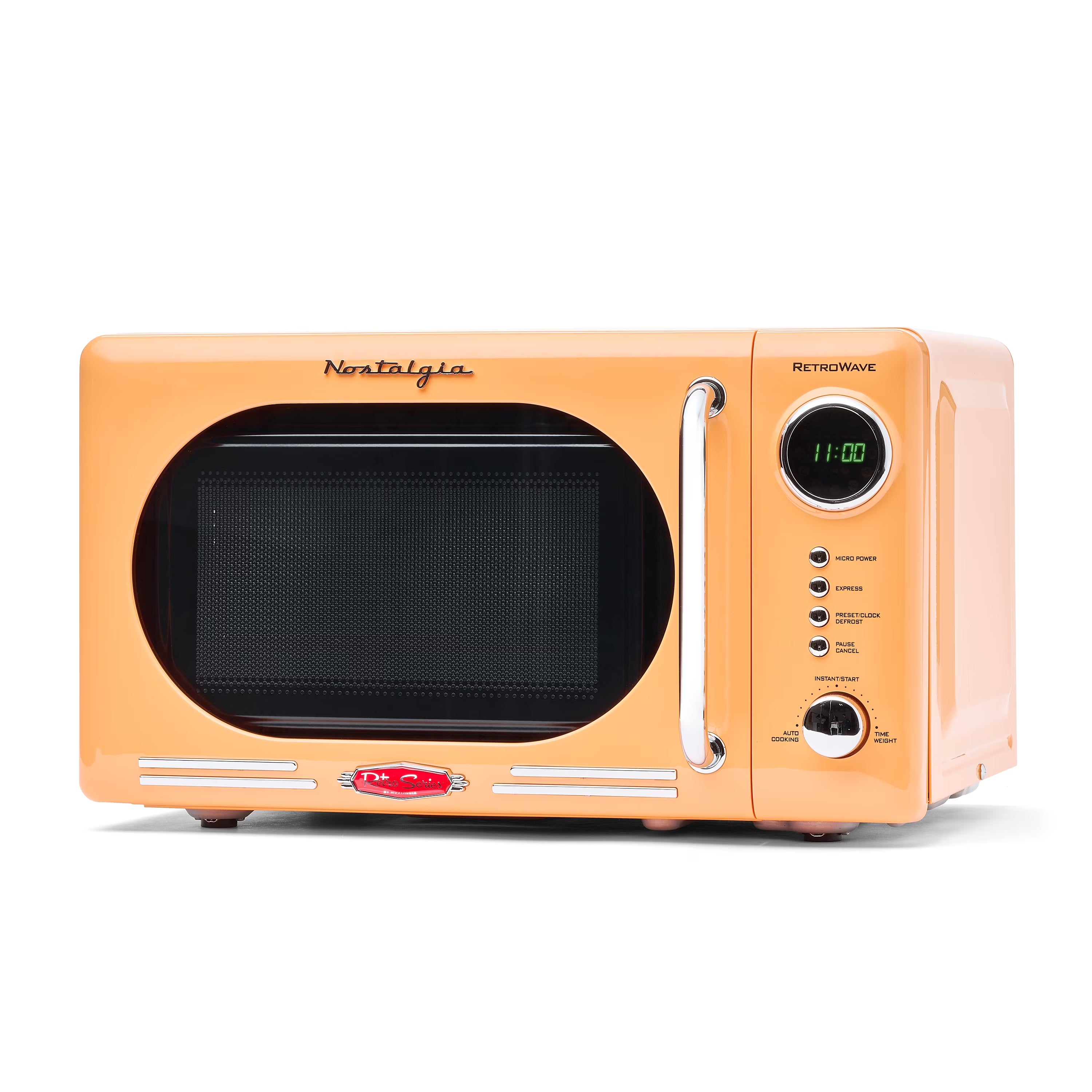 2026 New Nostalgia Retro Compact Countertop Microwave Oven - 0.7 Cu. Ft. - 700-Watts with LED Digital Display - Child Lock - Easy Clean Interior - Orange
