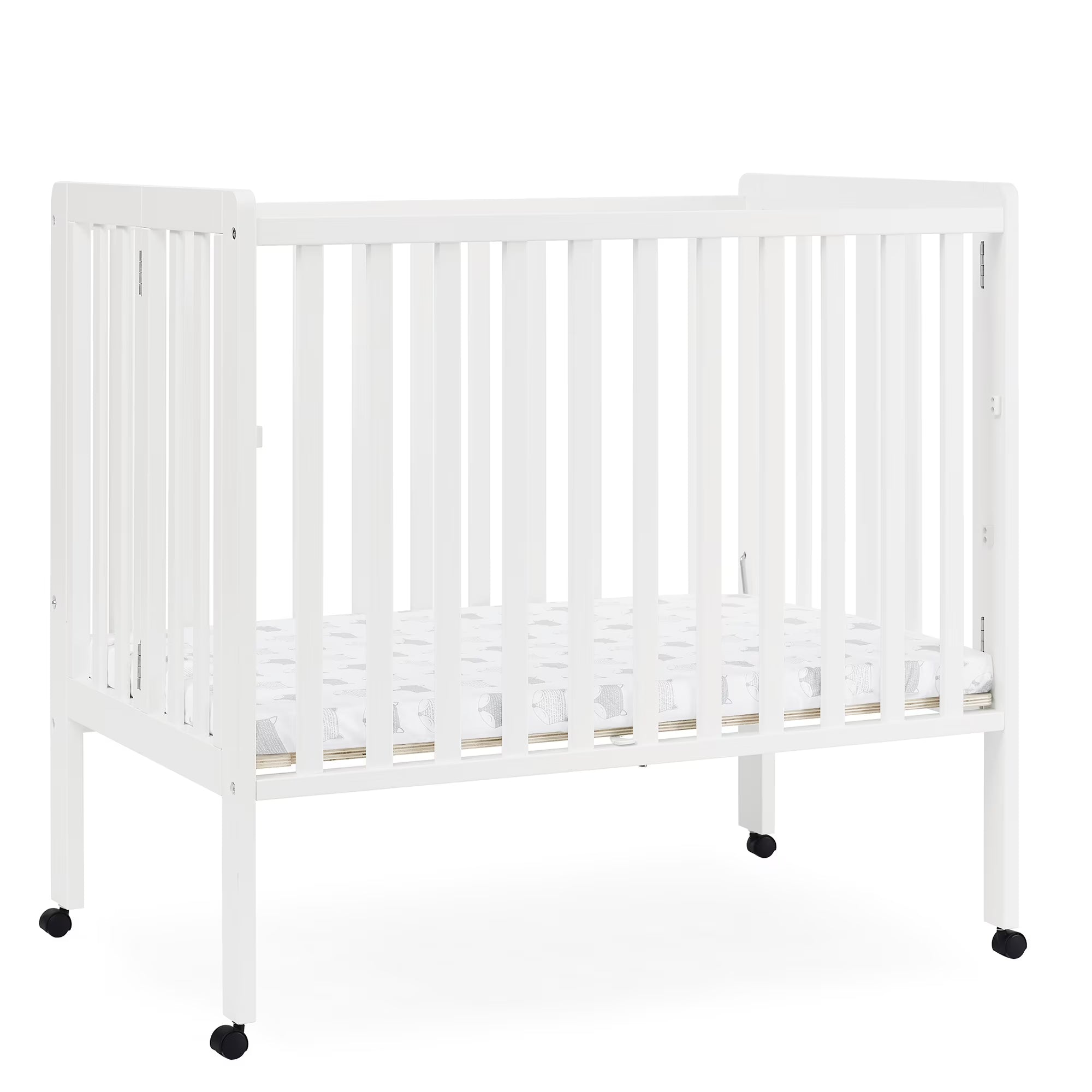 2026 New Delta Children Lee Portable Folding Mini Crib with 1.5-Inch Mattress - Greenguard Gold Certified, Bianca White