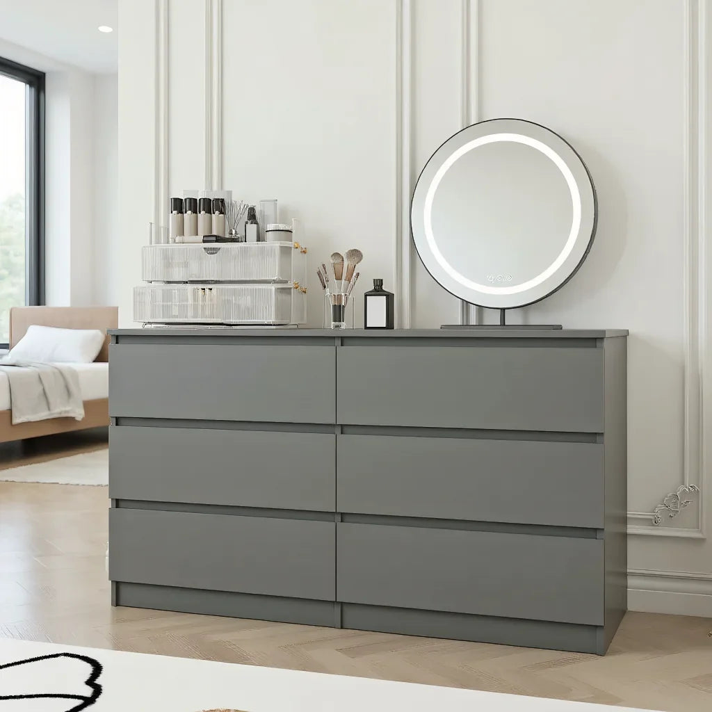 2026 New Kadyn Modern 6 Drawer Dresser Wood Cabinet,Dresser for Bedroom, Kitchen Storage Cabinet with Drawers, Chest of Drawers(Black) - Image 50