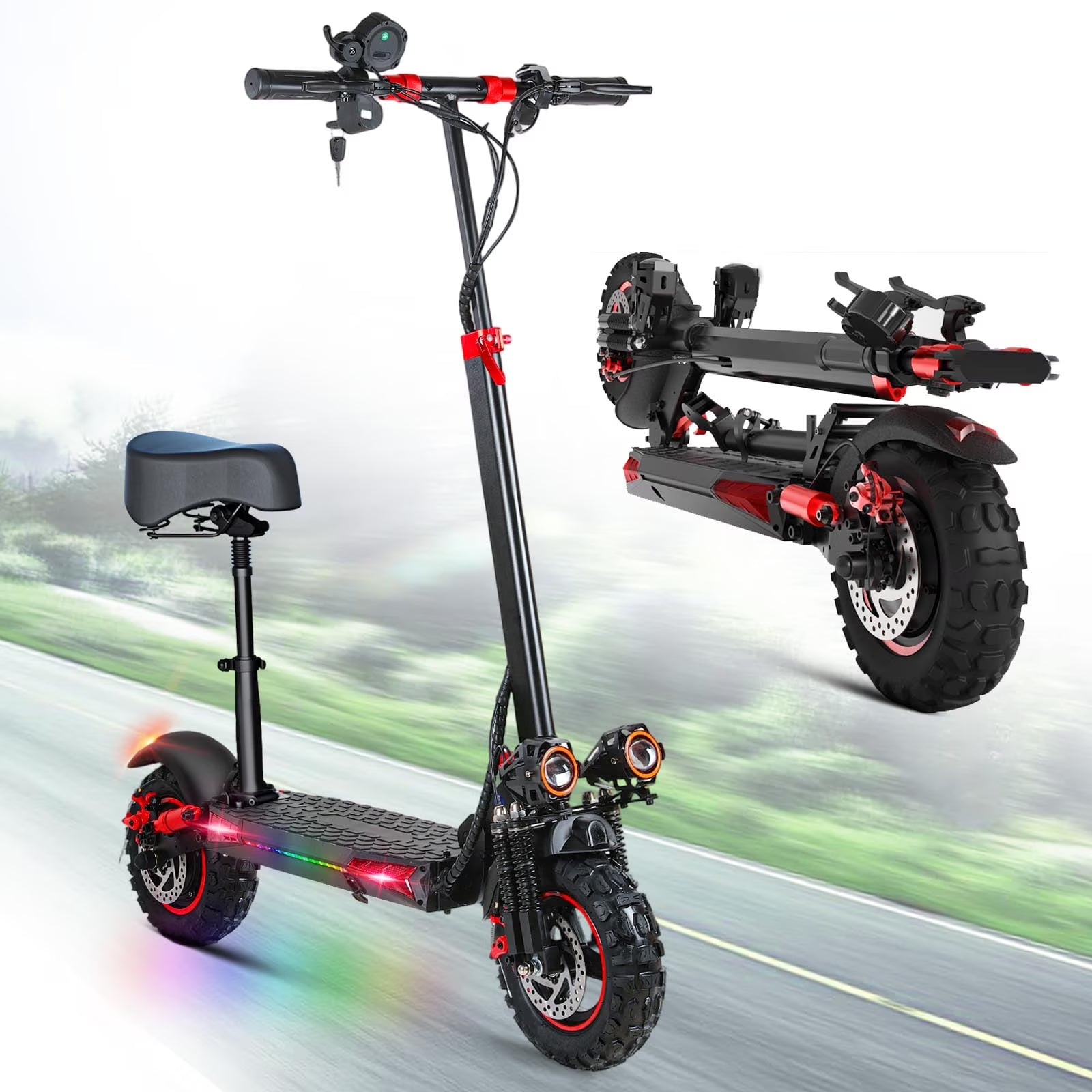 2026 New MIWEN 11'' Offroad Electric Scooter for Adult with Seat-1200W Motor up to 34MPH,30-34Miles Long Range Fast Electricscooter-48V 21Ah Foldable Escooter