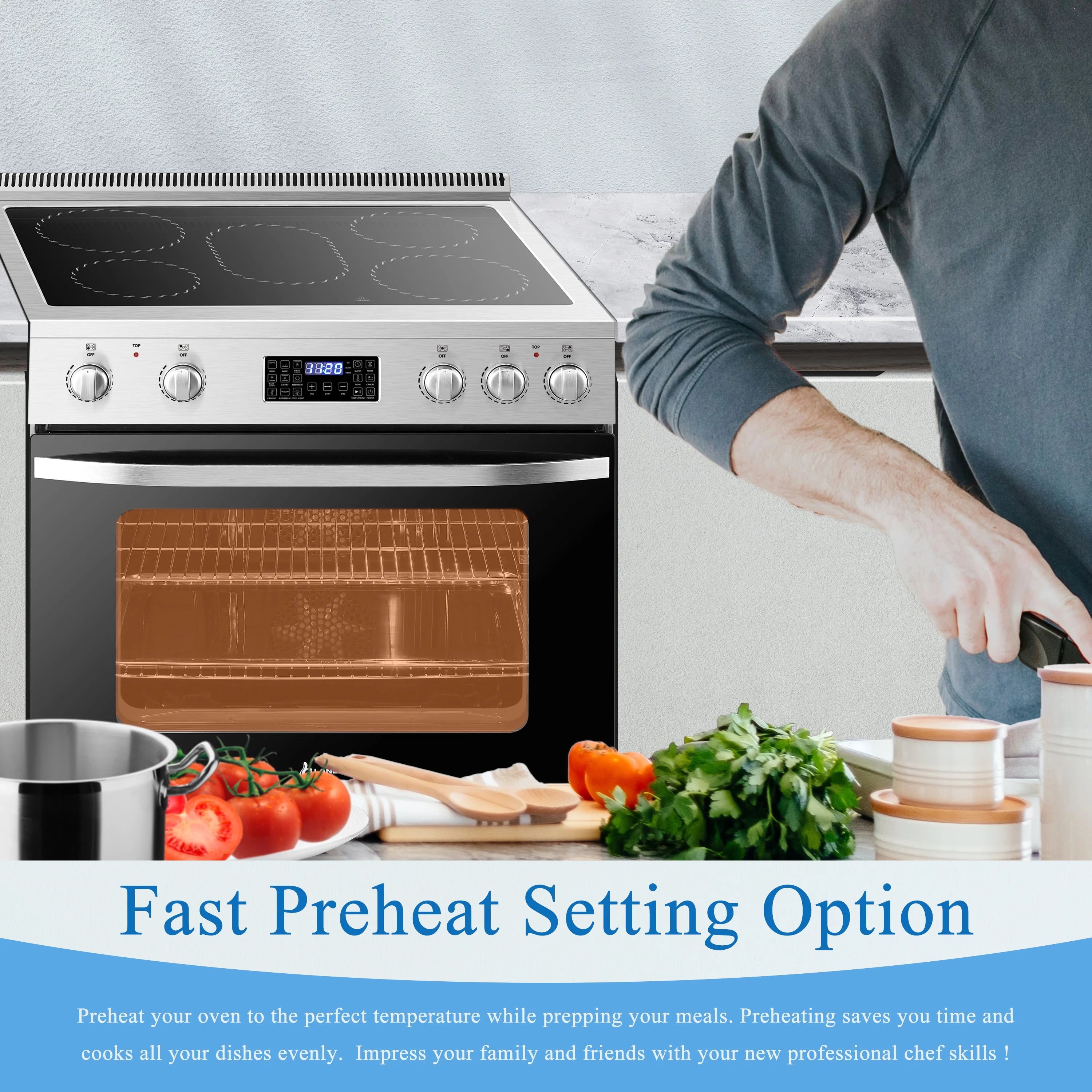 2026 New Lanbo 30 inch 5.9 CU.ft. Freestanding Electric Convection Range with Air Fry and Rotisserie, Electric cord or plug is not included - Image 15