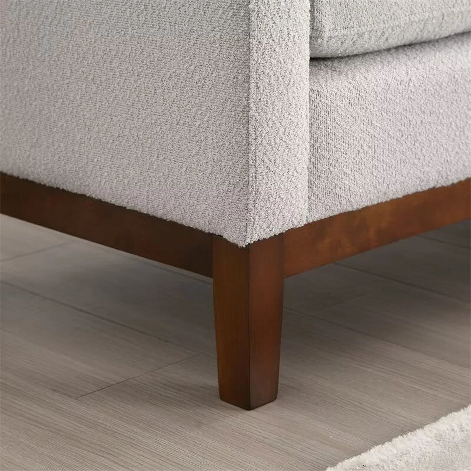 2026 New End of Bed Bench, 53.5" Boucle Fabric Upholstered Entryway Bench with Wood Legs & Bolster Pillows, Rolled Arm Cushioned Ottoman Foot Rest Long Stool Window Extra Seating for Bedroom, Ivory - Image 15