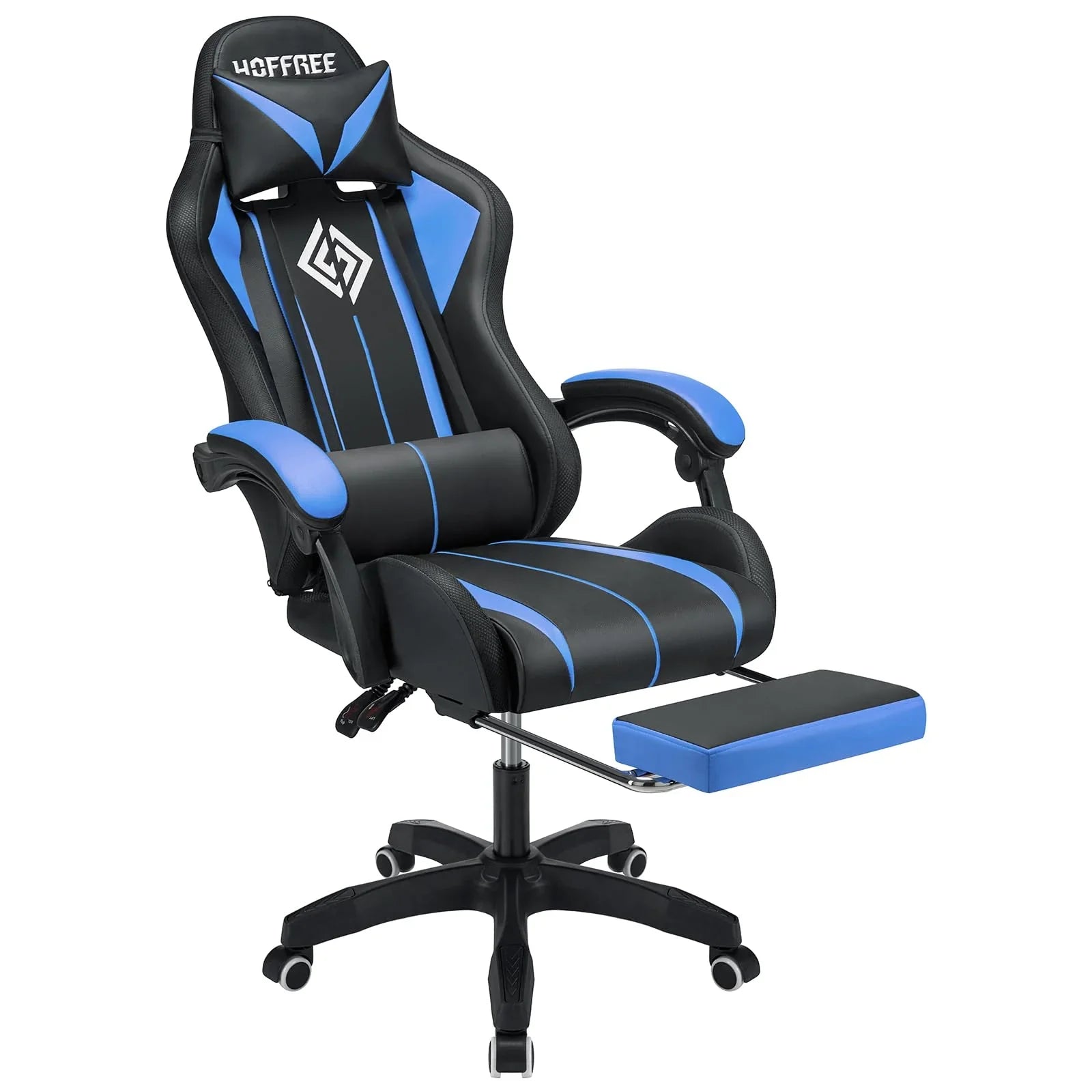 2026 New RGB Gaming Chair with Speakers Massage Computer Gaming Chair with LED Lights and Footrest High Back Video Game Chair for Adults Blue and Black - Image 5