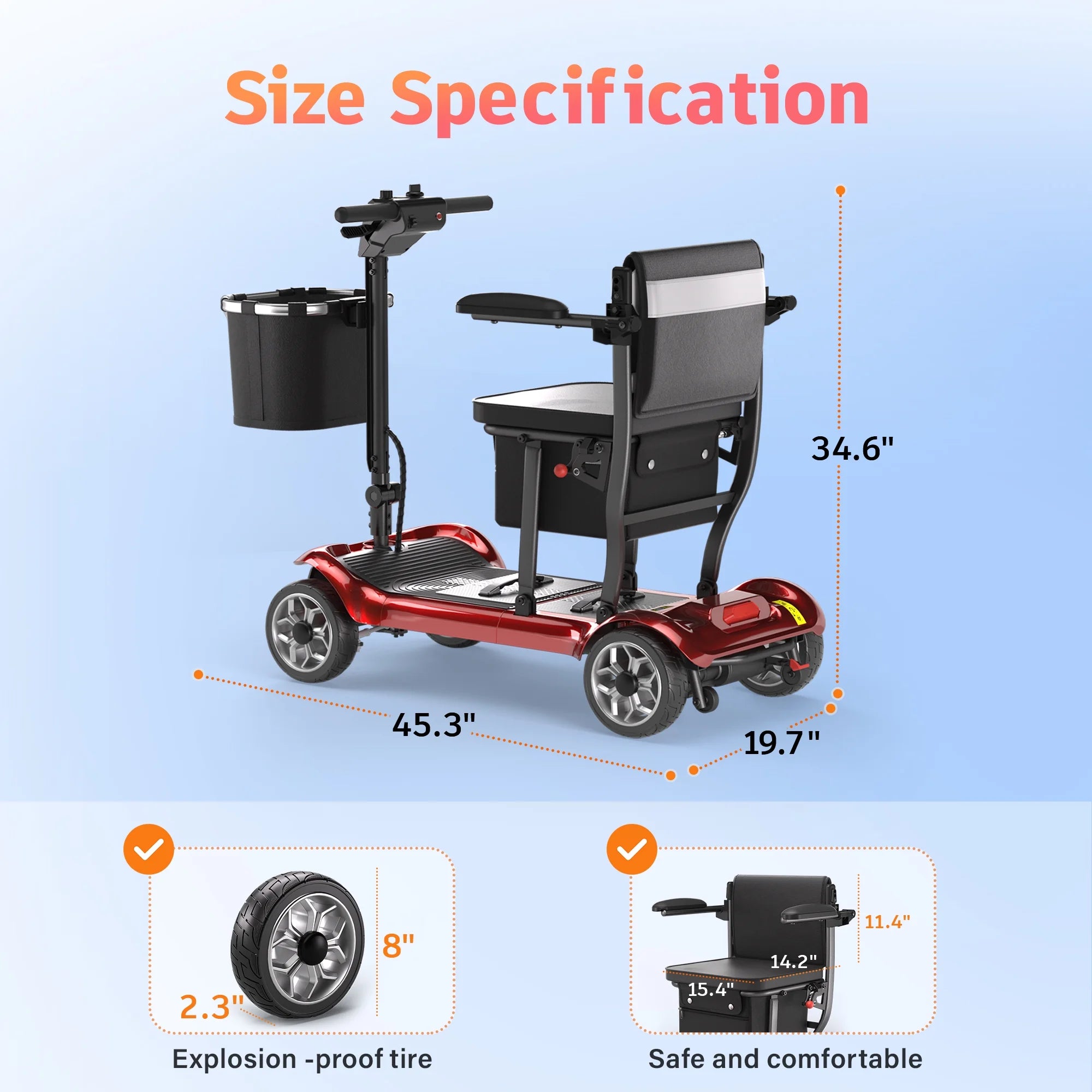 2026 New EAGLOG Light Weight 4 Wheels Mobility Scooter for Seniors, Electric Folding Wheelchair Device for Travel, Black - Image 32