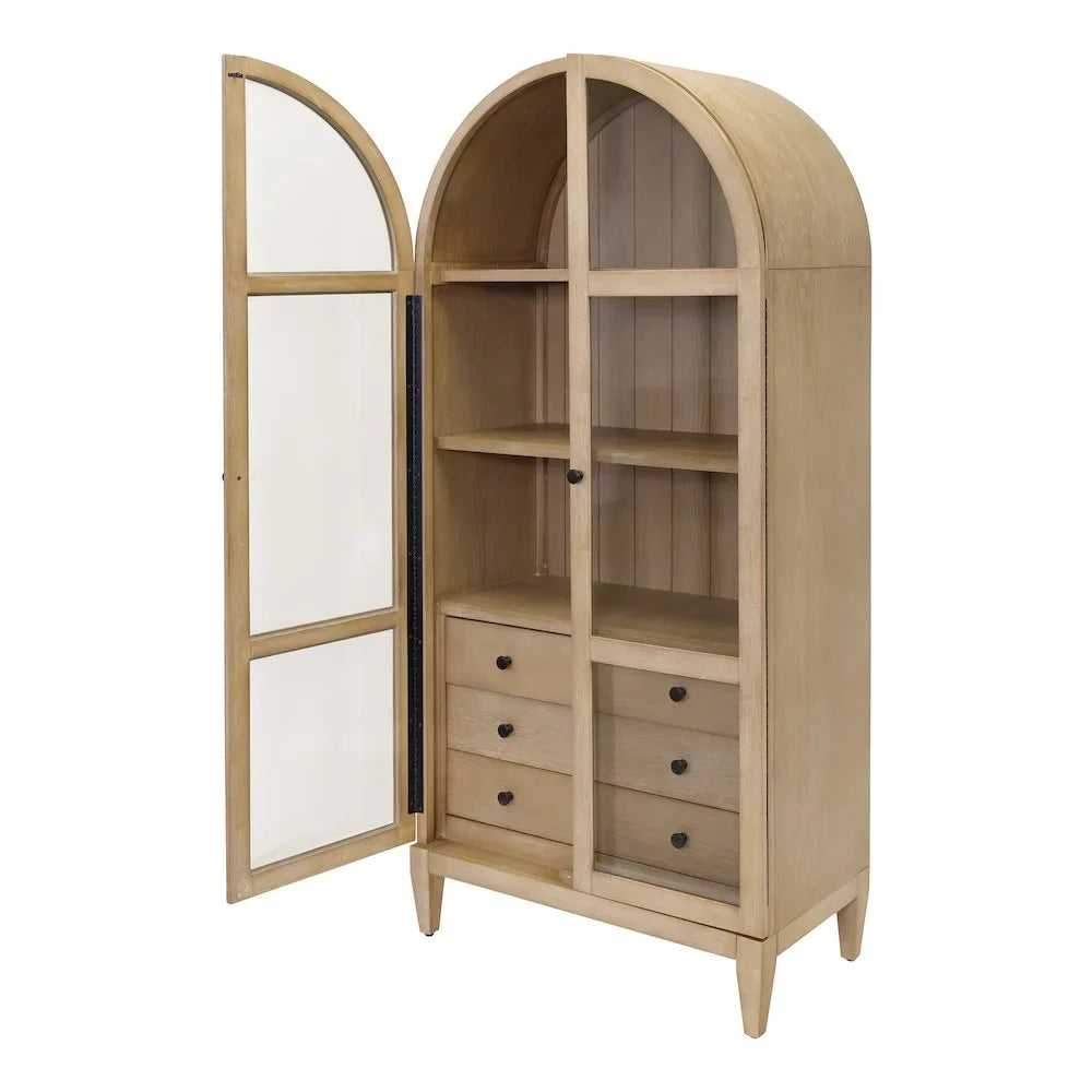2026 New Modern Wood Arched Display Cabinet/Bookcase Fully Assembled Light Brown - Image 10