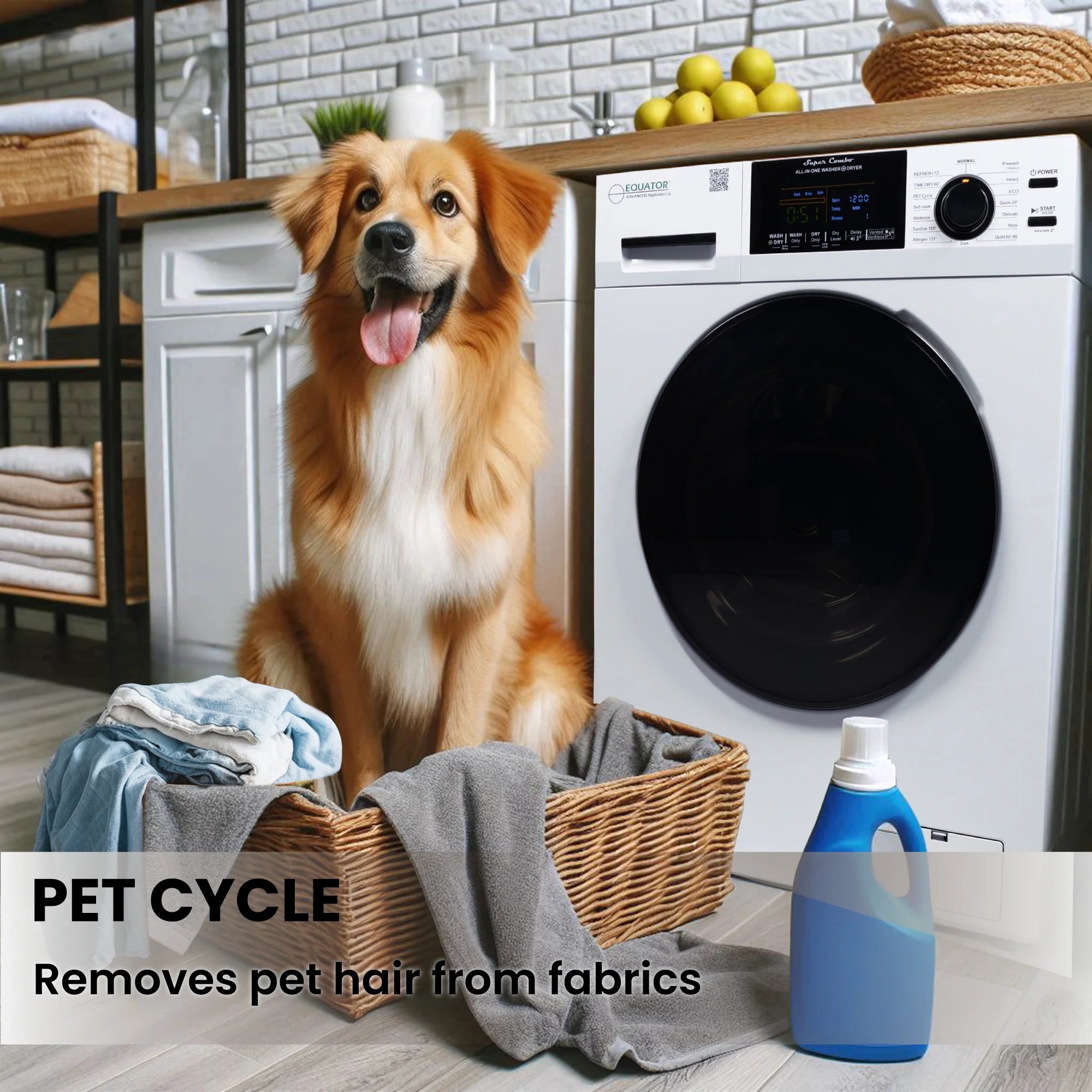 2026 New Equator Combination Washer Dryer Ventless/Vented Pet cycle 1.62cf/15lbs 110V with Adjustable legs - Image 20