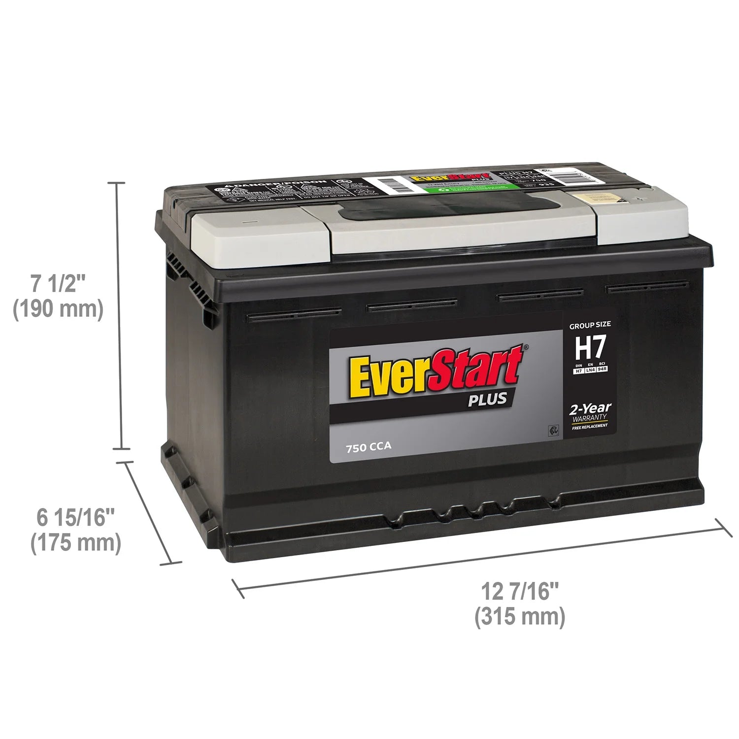 2026 New EverStart Plus Lead Acid Automotive Battery, Group Size H7 / LN4 / 94R 12 Volt, 750 CCA - Image 4