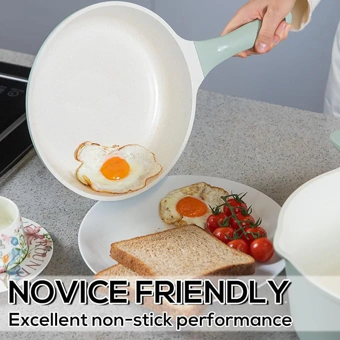 2026 New Romswi Nonstick Pots and Pans Set, 23 Piece Induction Cookware Sets Non-stick Ceramic Kitchen Sets with Utensil, Green - Image 9