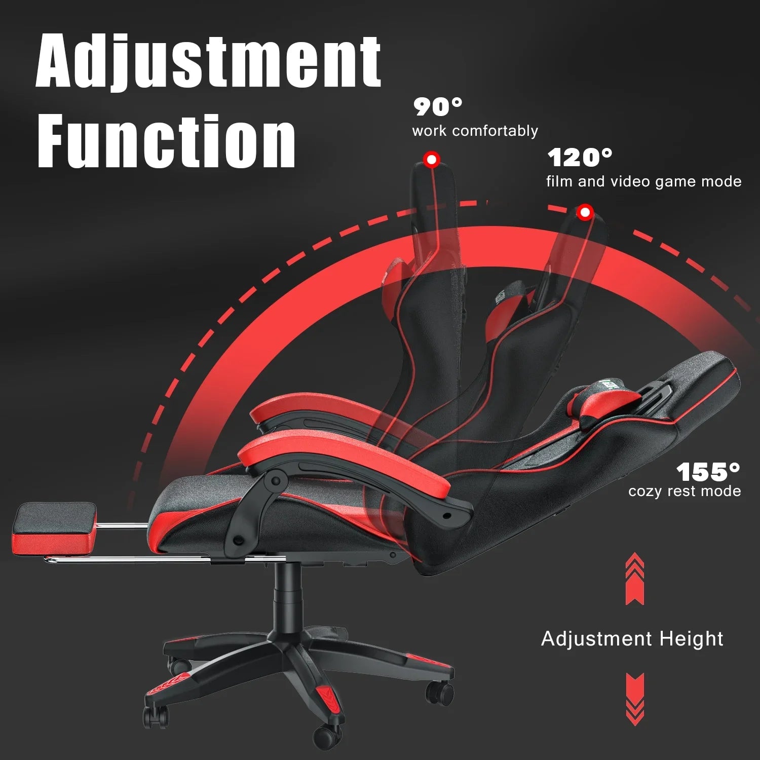 2026 New Bigzzia Gaming Chair Office Chair, Ergonomic Game Chair with Height Adjustable Headrest and Lumbar Support for Adults Teens, Black & White - Image 65