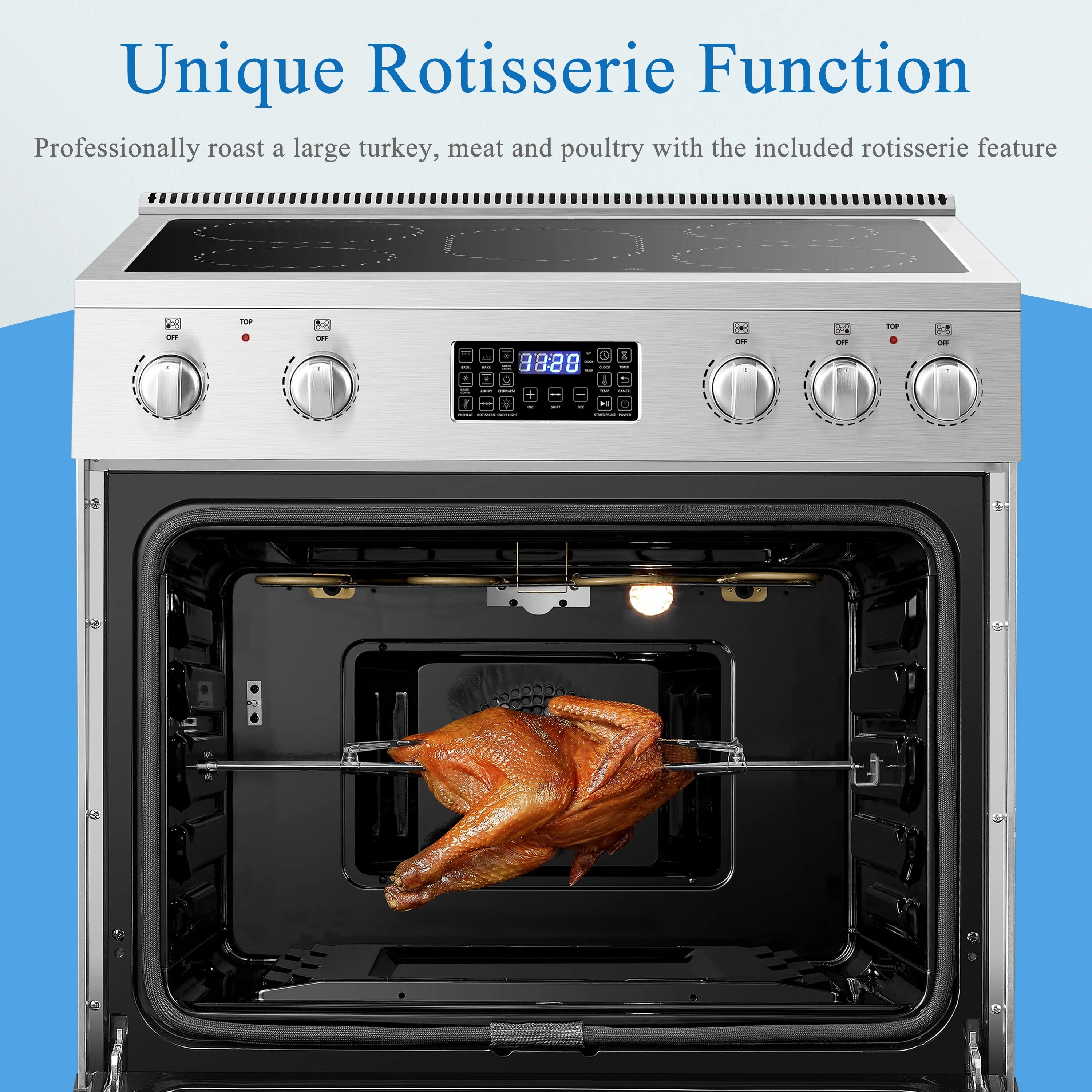 2026 New Lanbo 30 inch 5.9 CU.ft. Freestanding Electric Convection Range with Air Fry and Rotisserie, Electric cord or plug is not included - Image 11