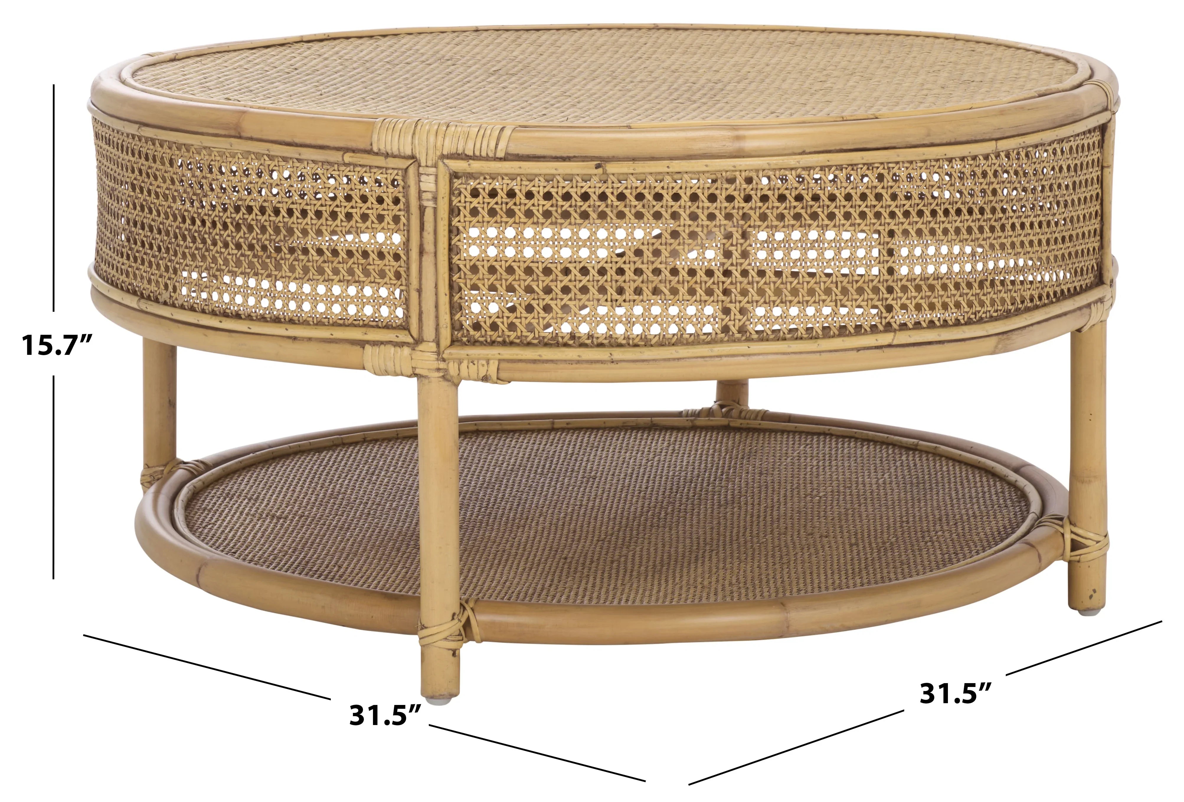 2026 New SAFAVIEH Modern Round Rattan Coffee Table, Natural - Image 13