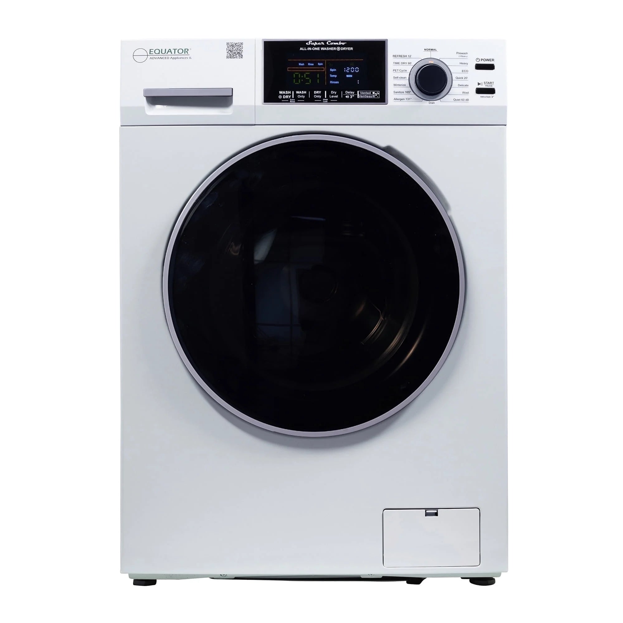 2026 New Equator Combination Washer Dryer Ventless/Vented Pet cycle 1.62cf/15lbs 110V with Adjustable legs - Image 23