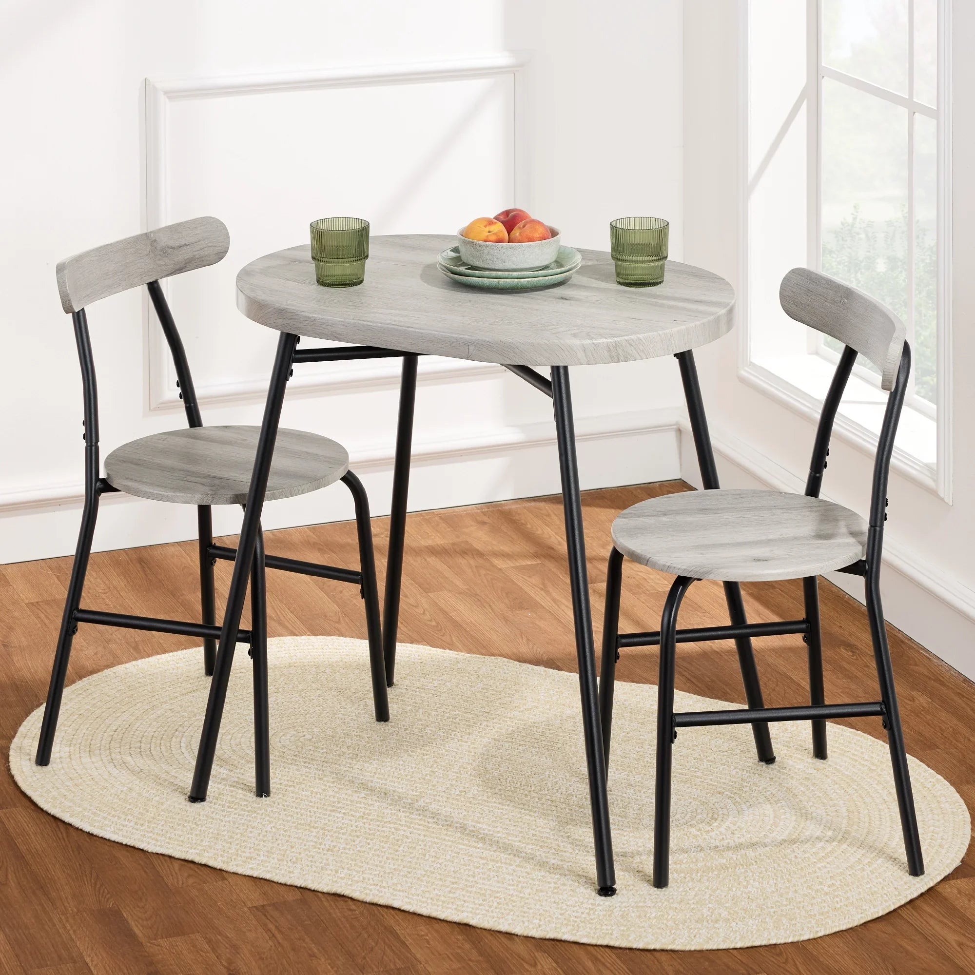 2026 New Best Choice Products 3-Piece Modern Oval Dining Table Set, Small Kitchen Dinette w/ 2 Chairs - Black/Black - Image 16