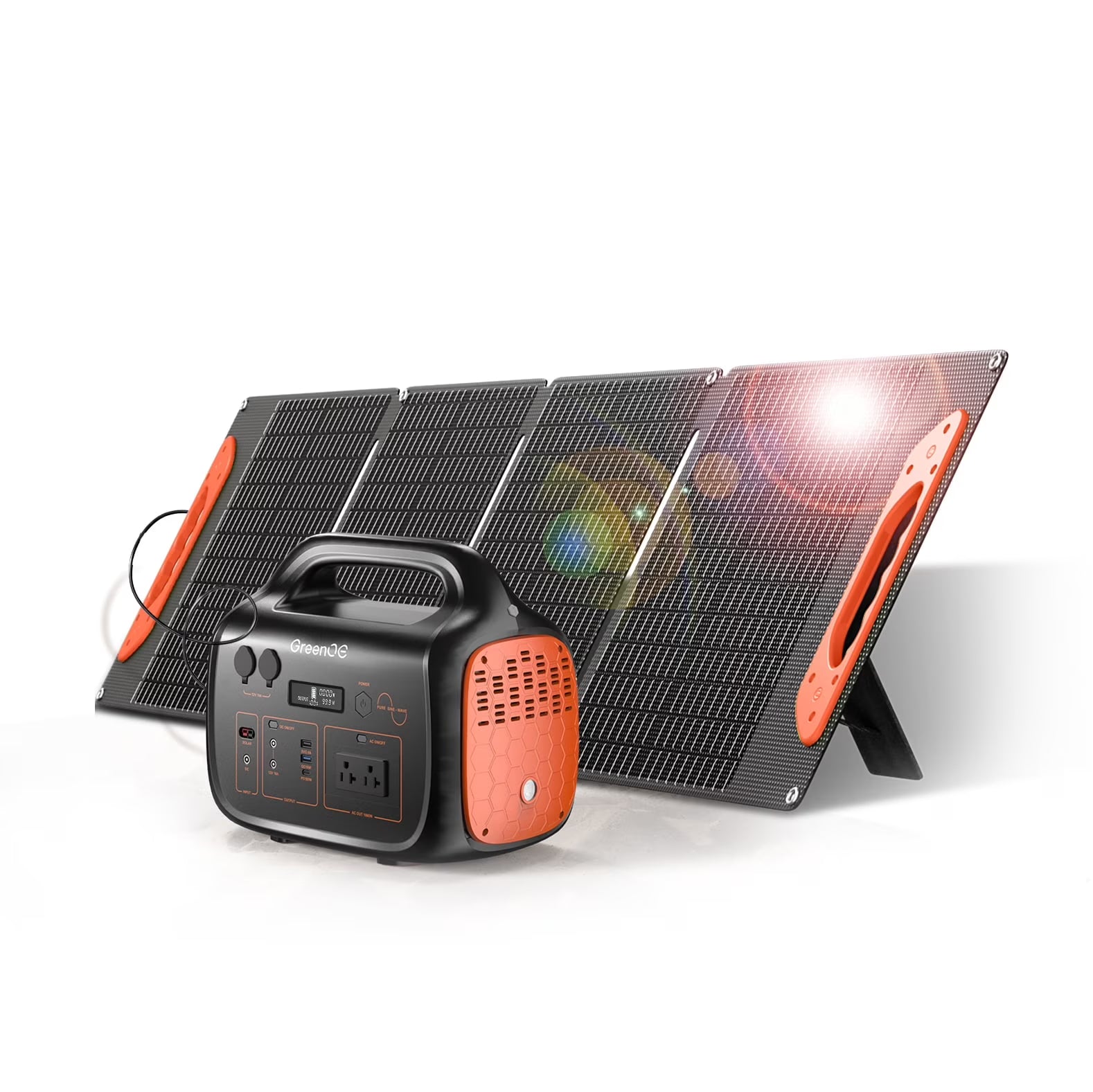 2026 New GreenOE Portable Power Station 1000W 1024Wh Solar Powered Generator with 100W Solar Panel, Camping Power Bank for Outdoors Travel Hunting Home Lithium Battery Backup