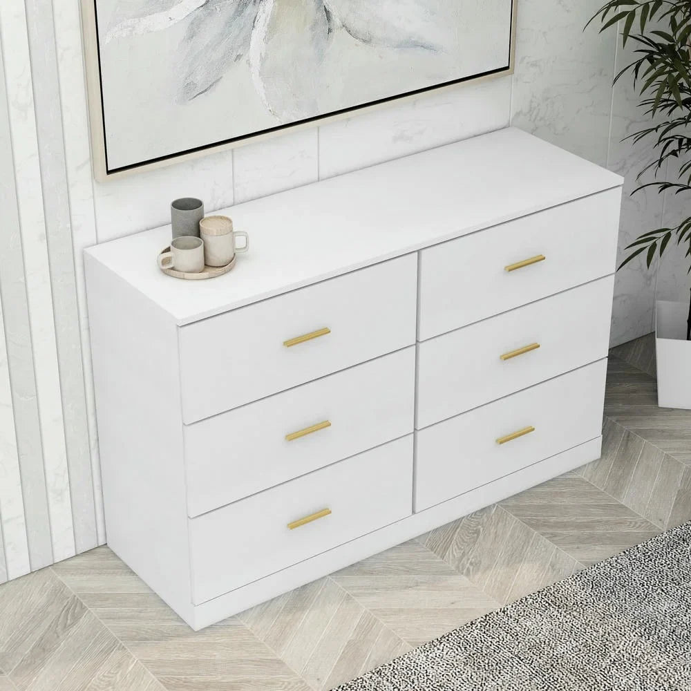 2026 New Kadyn Modern 6 Drawer Dresser Wood Cabinet,Dresser for Bedroom, Kitchen Storage Cabinet with Drawers, Chest of Drawers(Black) - Image 55