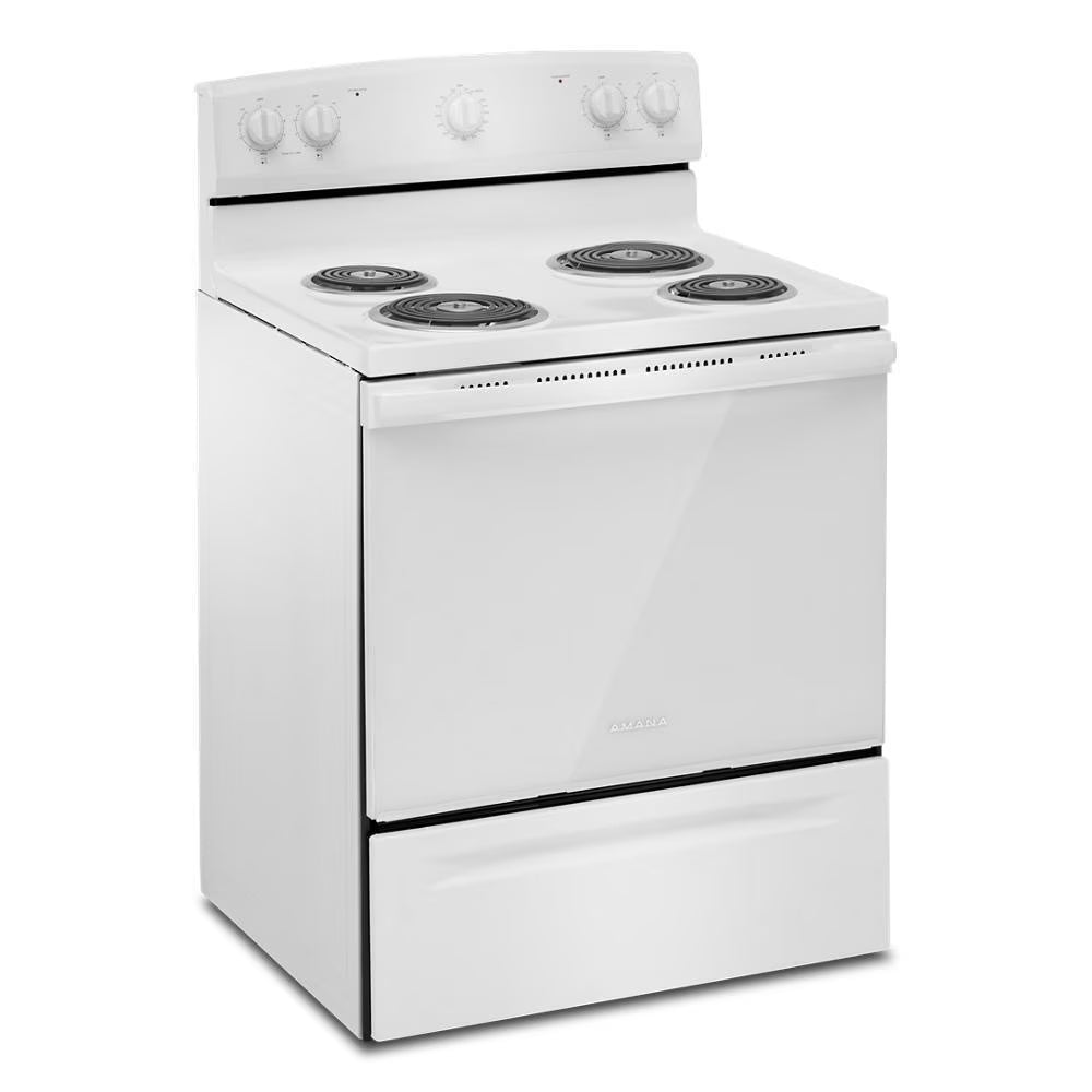 2026 New AMANA ACR4203MNW 30" freestanding coil electric range
