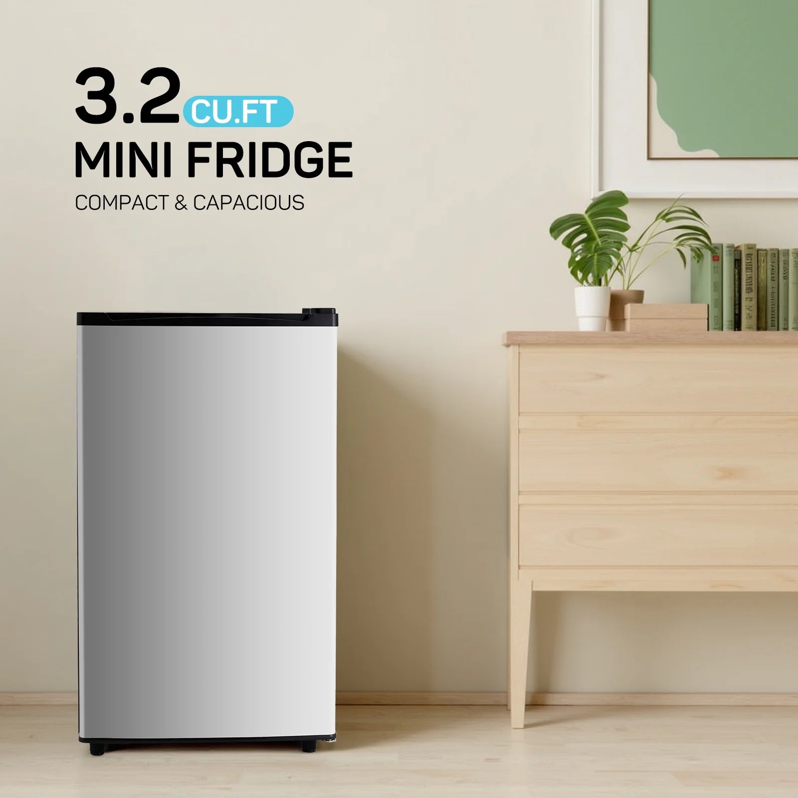 2026 New Upgraded Mini Fridge with Freezer, Compact Single Door, 3.2 Cu.Ft , Adjustable Thermostat, Low Noise, Perfect for Bedroom, Dorm, Office, 17.5" D x 17.7" W x 31.5" H, Black - Image 13