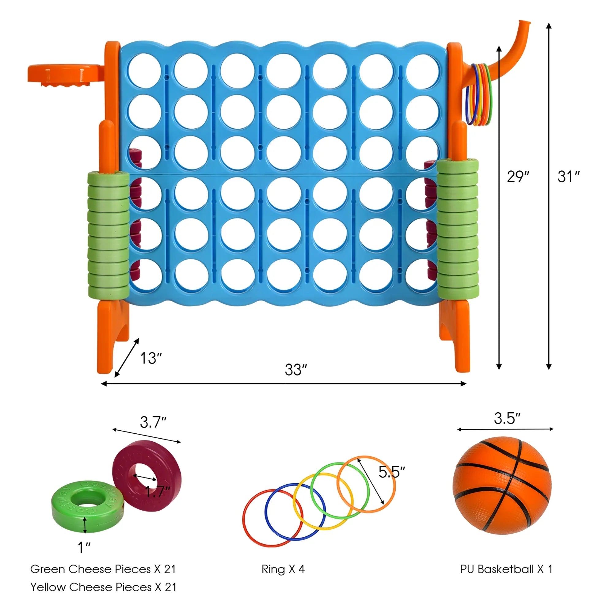 2026 New Costway Giant 4 in A Row Jumbo 4-to-Score Game Set W/Storage Carrying Bag for Kids Adult - Image 34