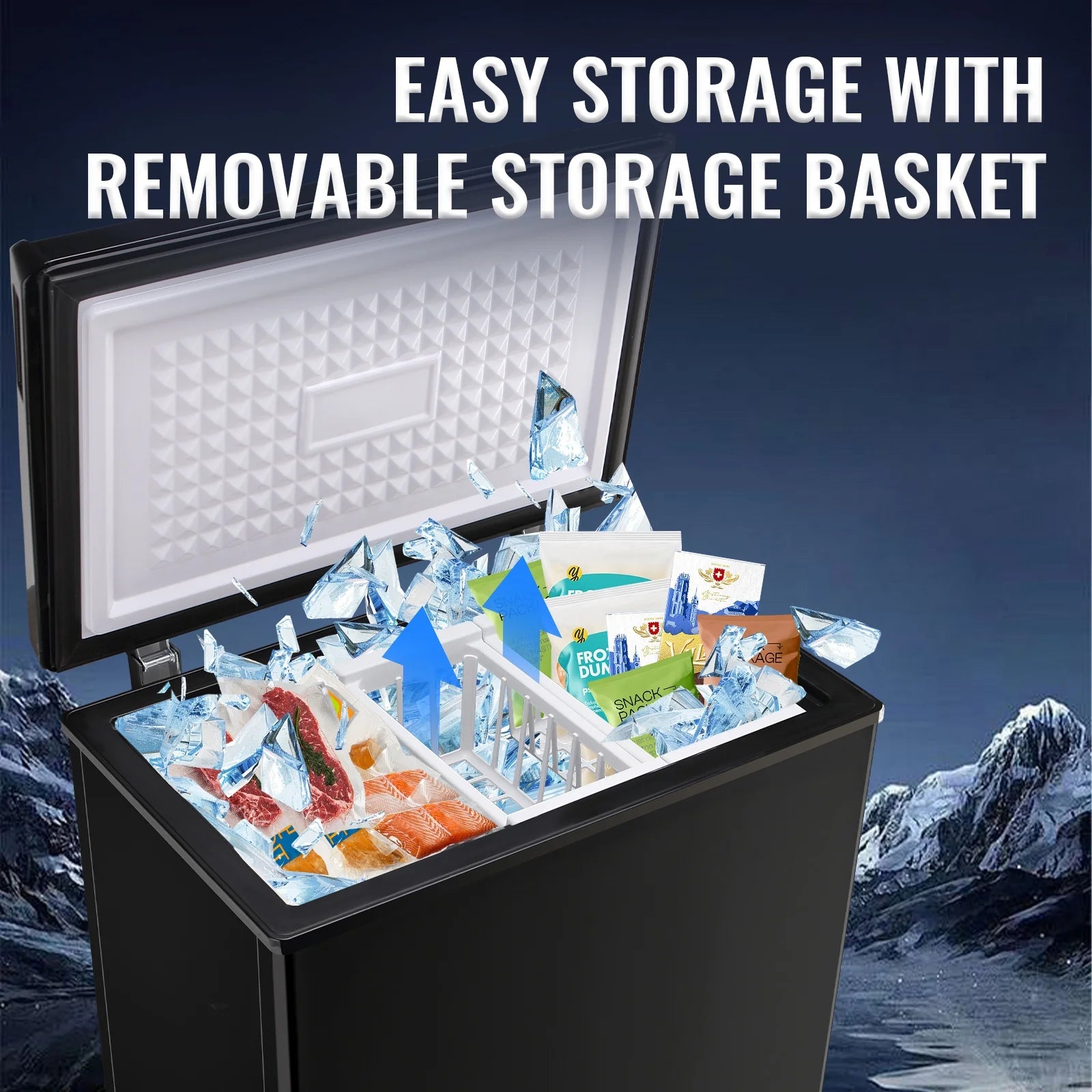 2026 New JIEJIA Compact Freezer 3.5 cu ft Environmental Chest Freezer, Mini Freezer with 7 Gear Adjustable Temperature, Removable Storage Basket, Energy Saving, White - Image 16
