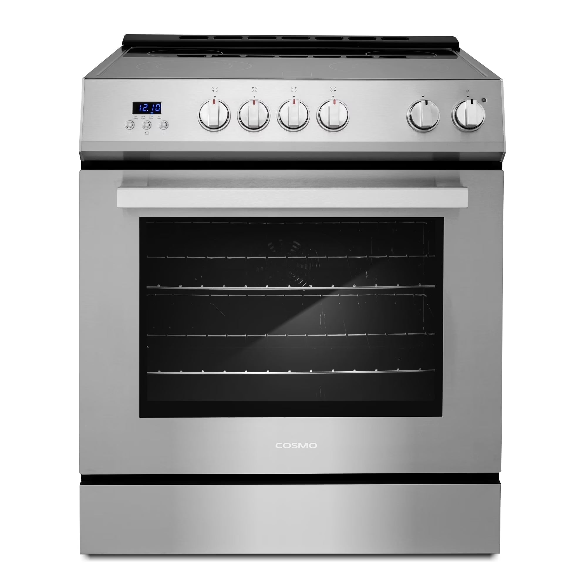 2026 New Cosmo 30 in. Stellar Collection 5.0 cu. ft. Electric Range with 4 Burner Glass Cooktop and Convection Oven in Stainless Steel