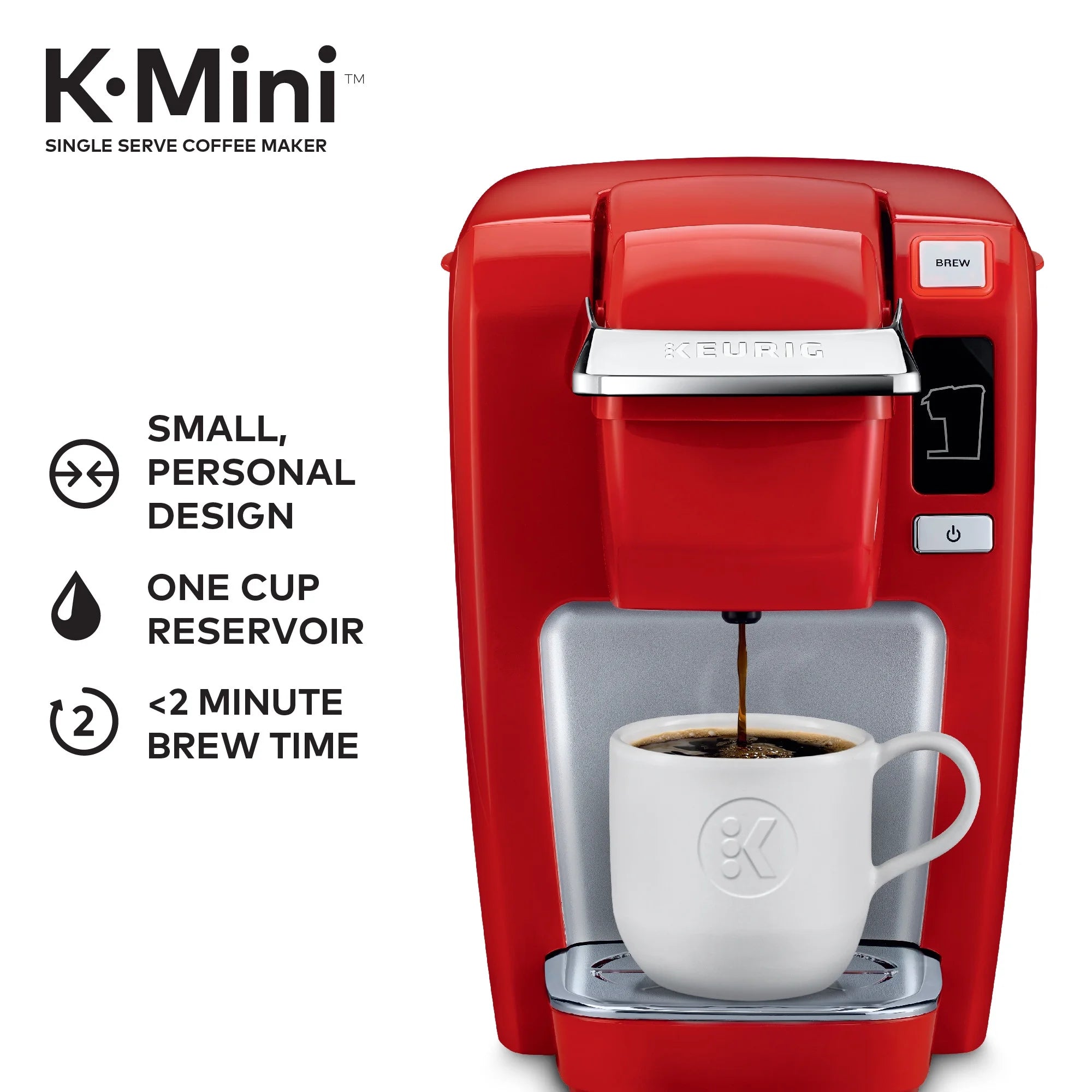 2026 New Keurig K-Mini K15 Single-Serve K-Cup Pod Coffee Maker, Chili Red