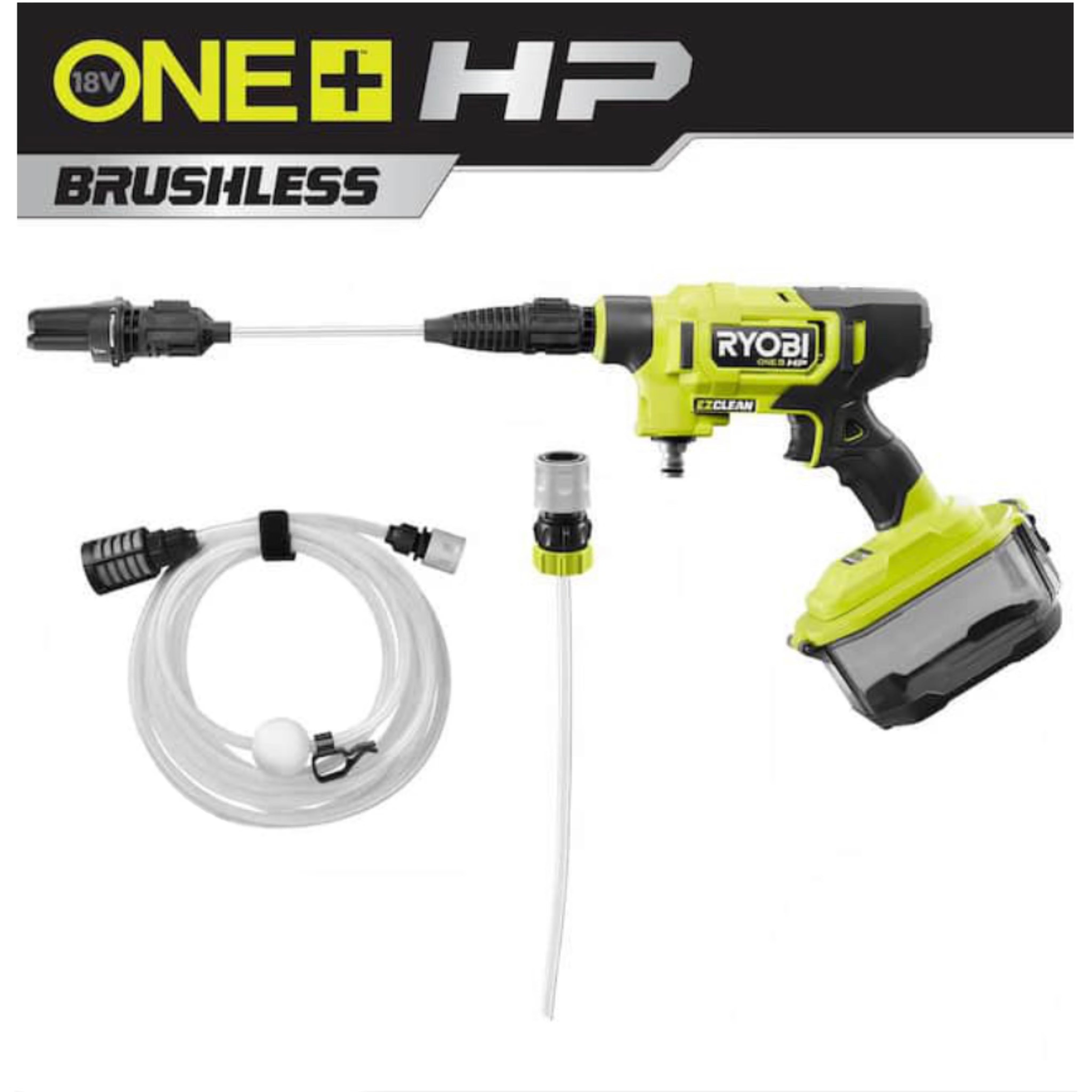 2026 New Ryobi ONE+ HP 600 PSI at 0.7 GPM 18V Cordless Electric Cold water Power Cleaner, 20 ft. Siphon Hose