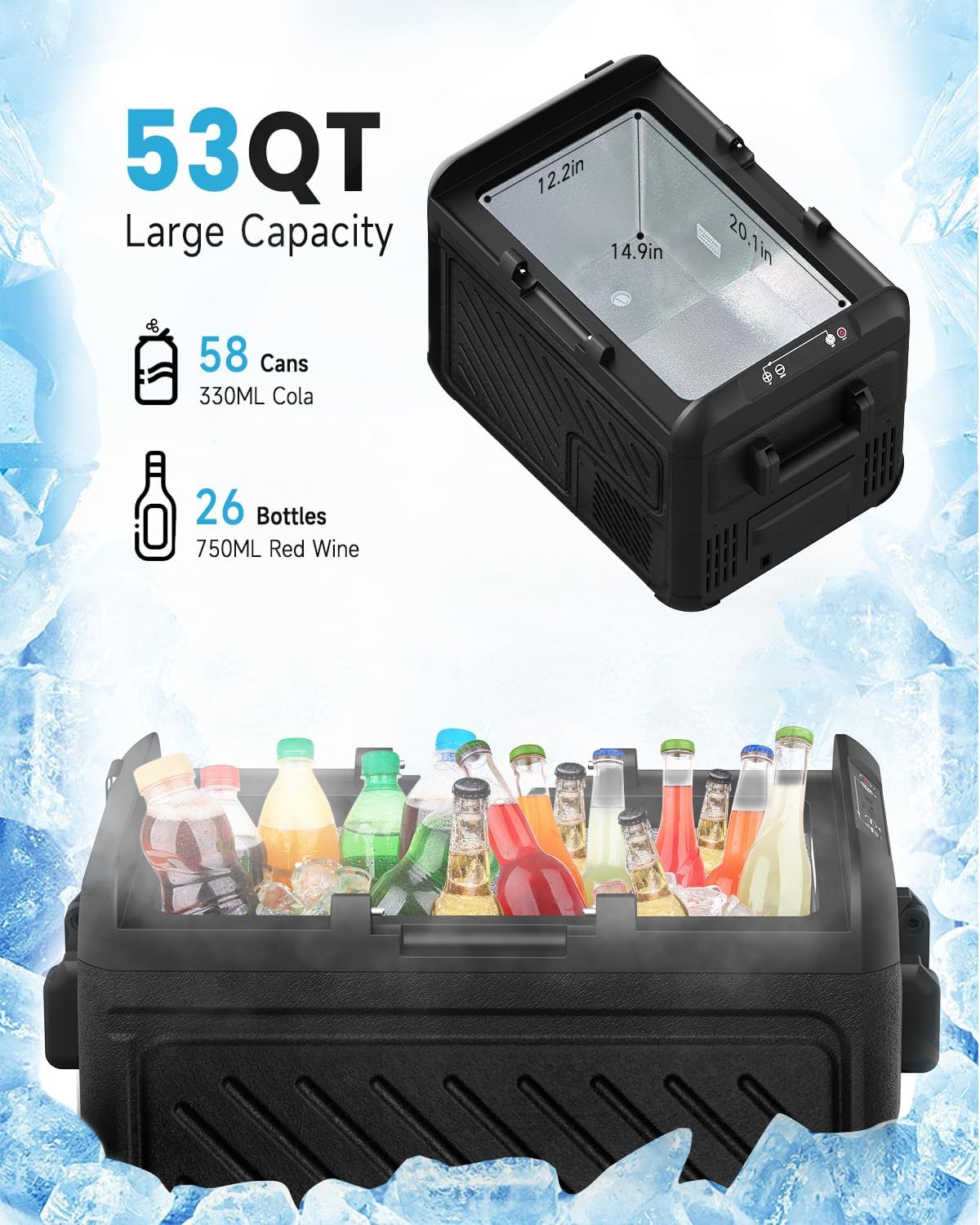 2026 New Car Refrigerator, RV Refrige with 12/24V DC & 110-240V AC, Portable Freezer Electric Compressor Cooler For Car, RV, Camping, Travel, Fishing, Outdoor or Home Use - Image 12