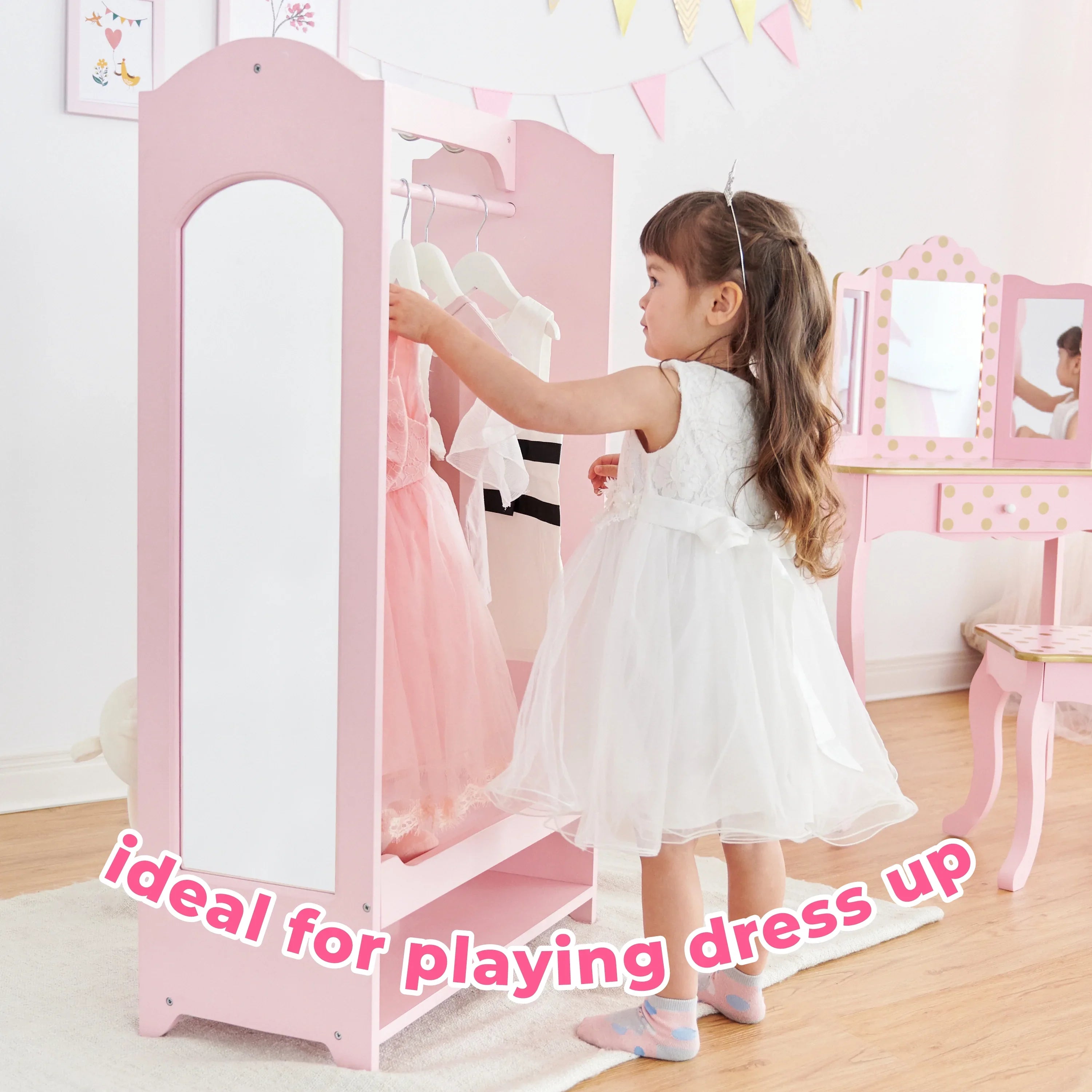 2026 New Fantasy Fields Little Princess Bella Wooden Open Armoire, Pink - Image 5