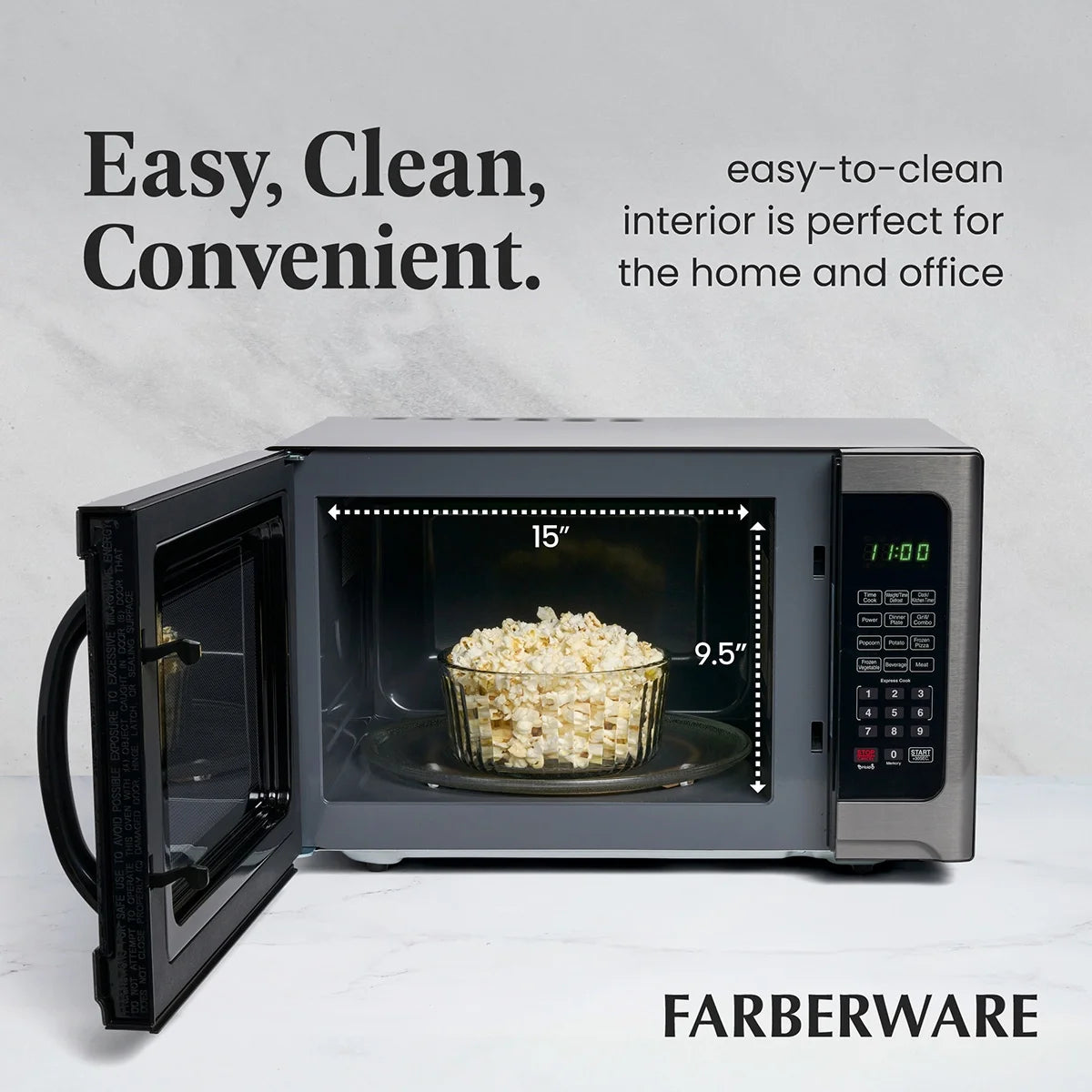 2026 New Farberware Professional 1.2 Cu. Ft. 1000-Watt Microwave Oven with Sensor Cooking, Stainless Steel/Black Body Wrap - Image 19