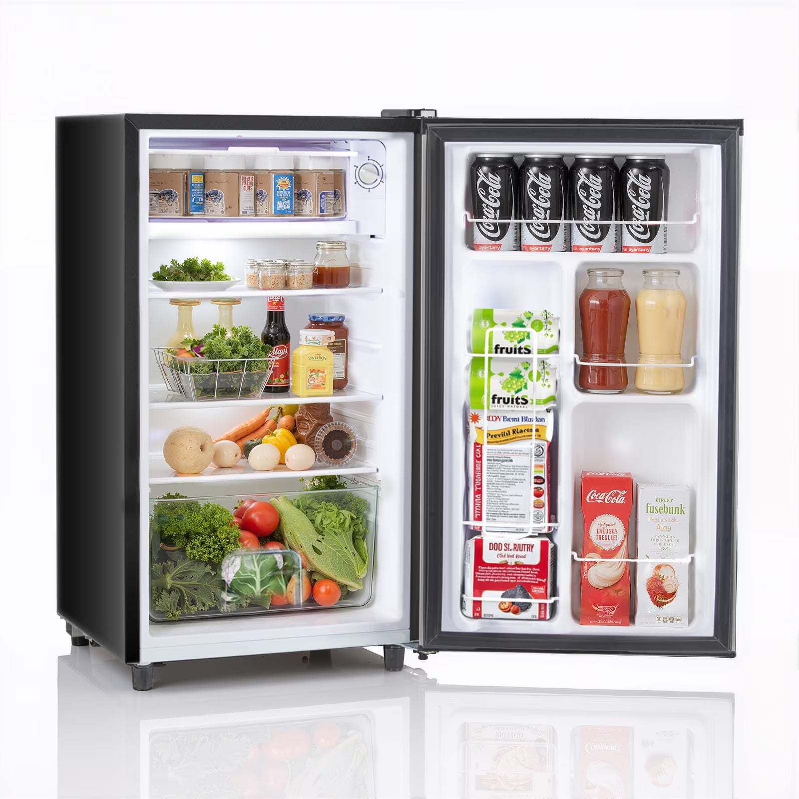 2026 New Upgraded Mini Fridge with Freezer, Compact Single Door, 3.2 Cu.Ft , Adjustable Thermostat, Low Noise, Perfect for Bedroom, Dorm, Office, 17.5" D x 17.7" W x 31.5" H, Black