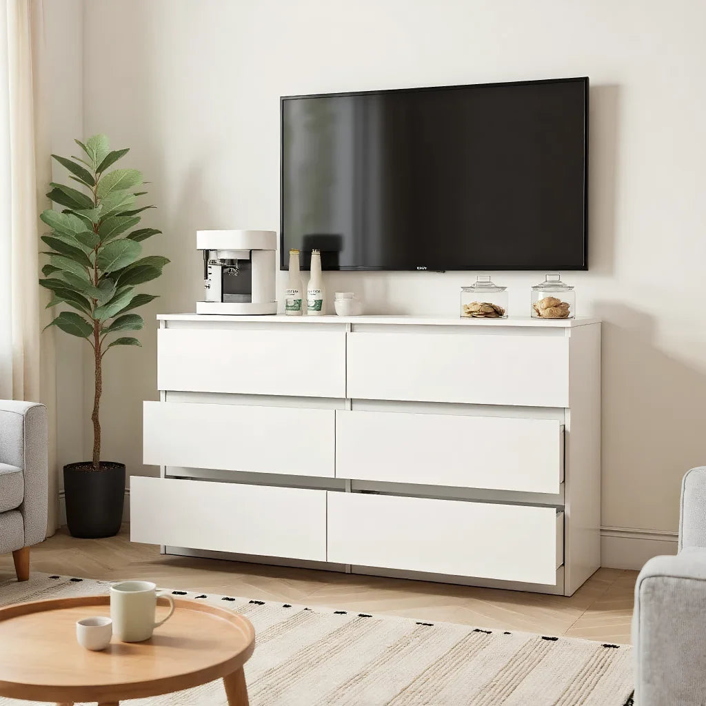 2026 New Kadyn Modern 6 Drawer Dresser Wood Cabinet,Dresser for Bedroom, Kitchen Storage Cabinet with Drawers, Chest of Drawers(Black) - Image 96