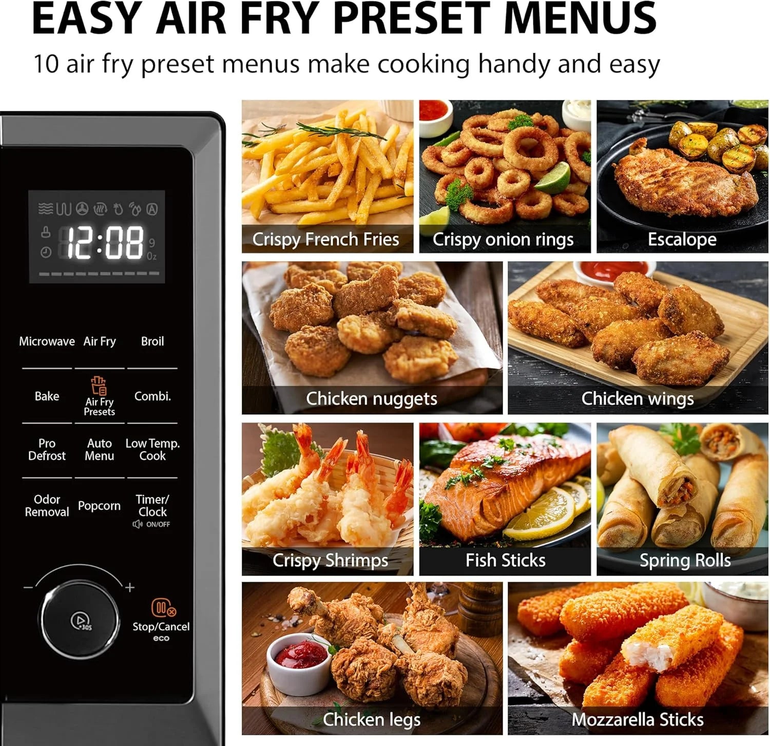 2026 New TOSHIBA 8-in-1 Countertop Microwave Oven with Air Fryer, Convection, Child-Lock, 1.0 Cu Ft, Black - Image 6